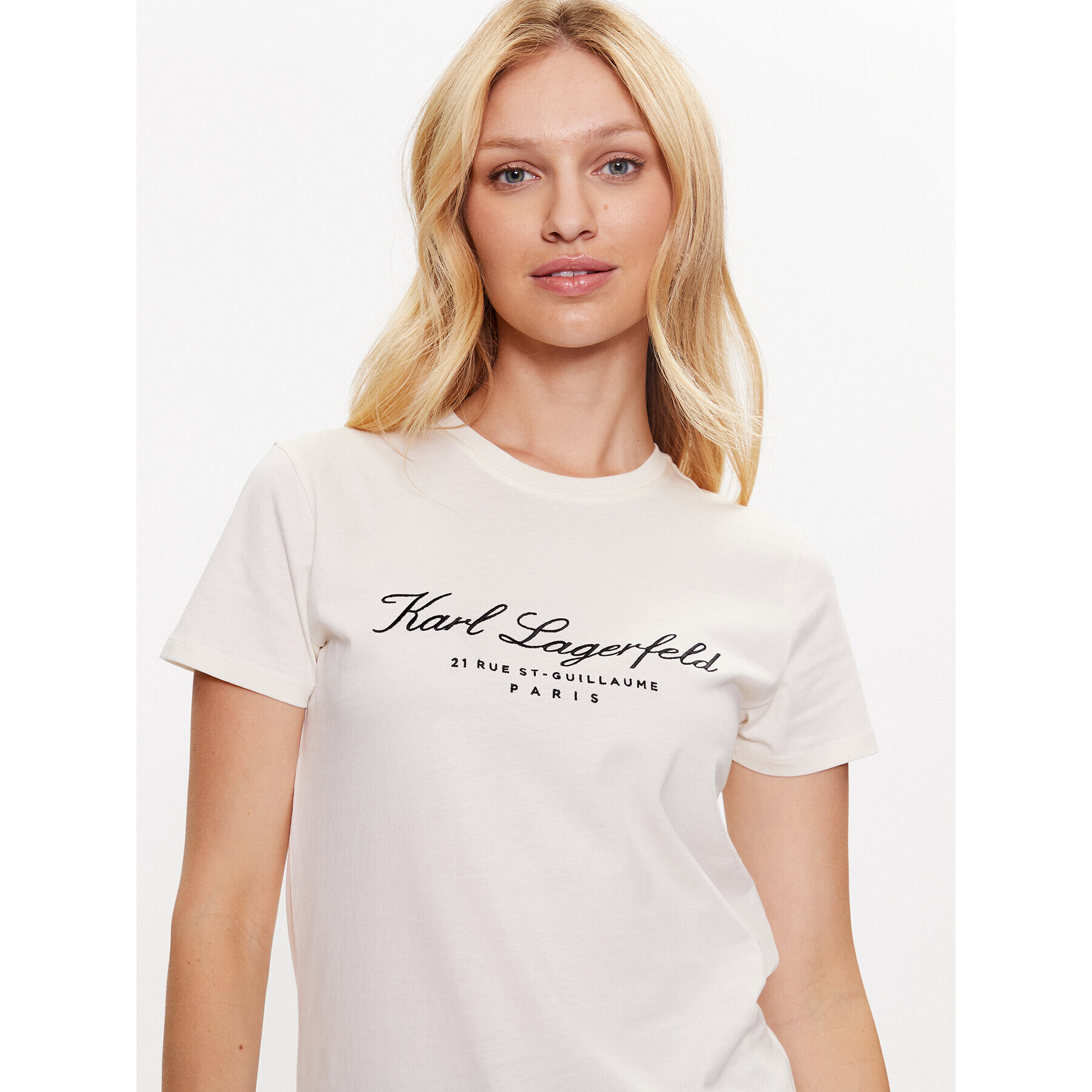 KARL LAGERFELD Тишърт Hotel 231W1701 Екрю Regular Fit - Pepit.bg