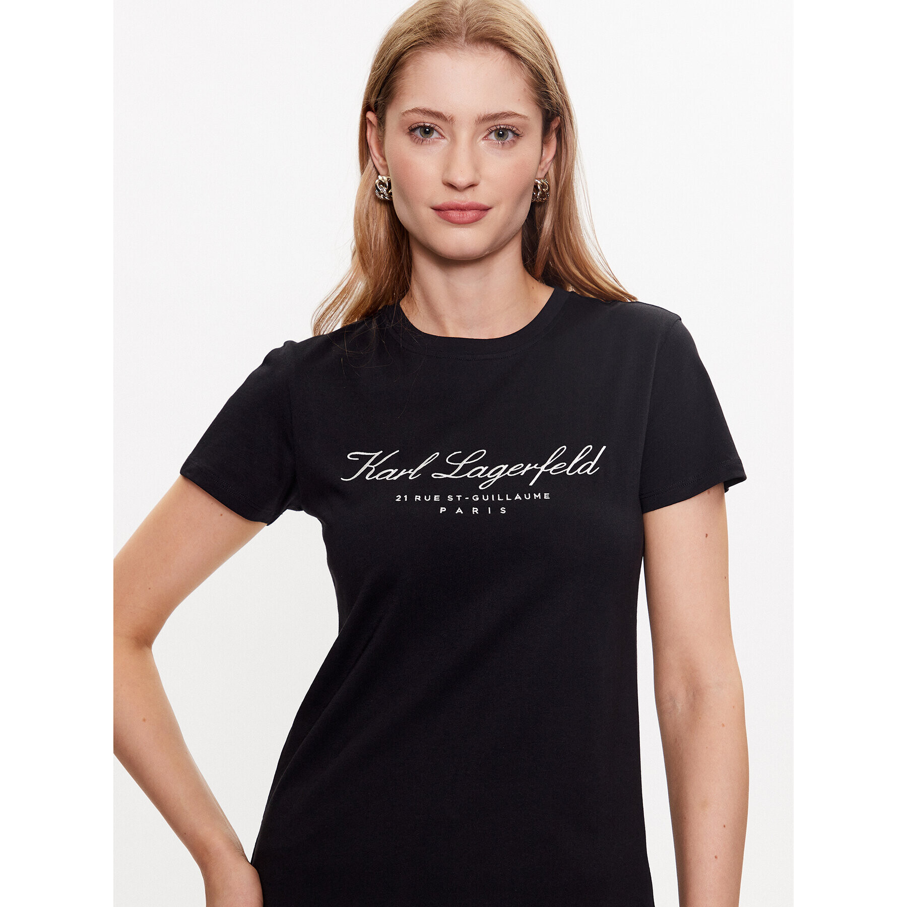 KARL LAGERFELD Тишърт Hotel Karl 231W1701 Черен Regular Fit - Pepit.bg