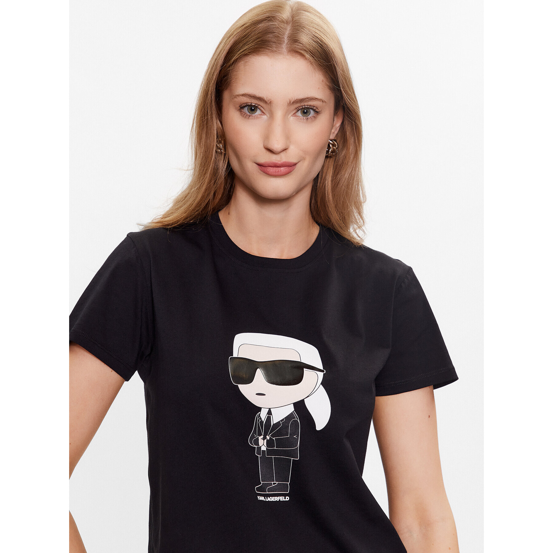 KARL LAGERFELD Тишърт Ikonik 2.0 230W1700 Черен Regular Fit - Pepit.bg