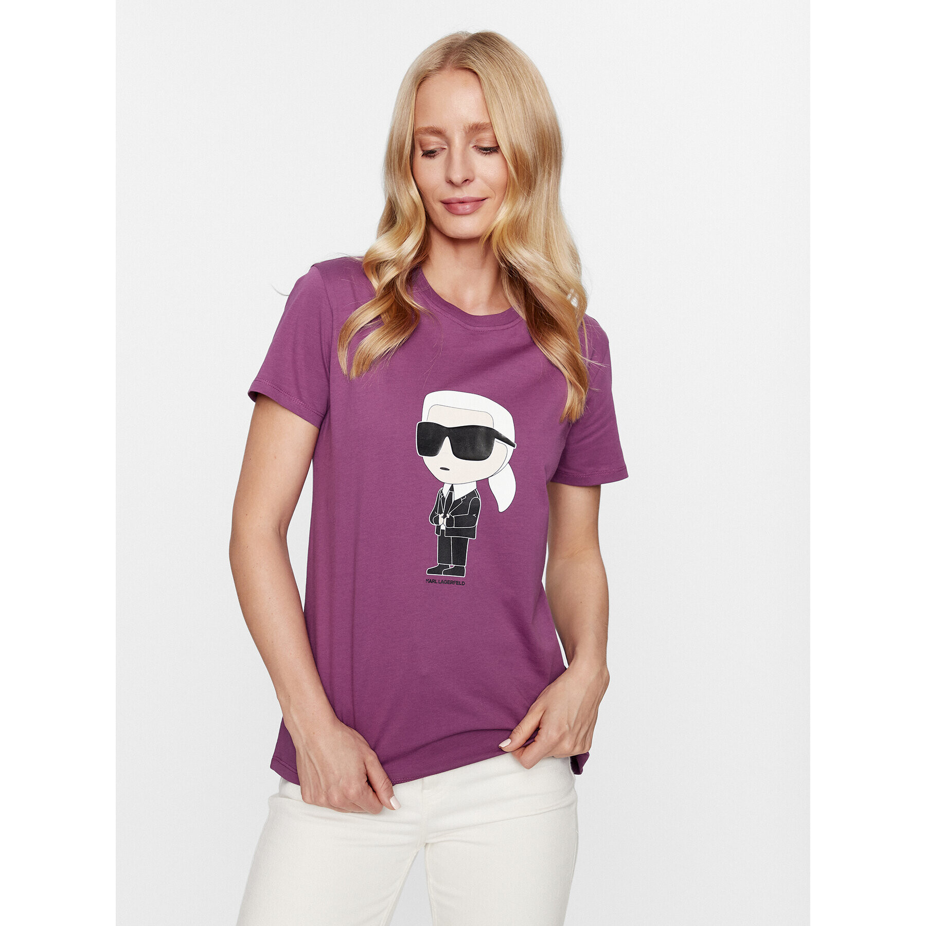 KARL LAGERFELD Тишърт Ikonik 2.0 230W1700 Розов Regular Fit - Pepit.bg