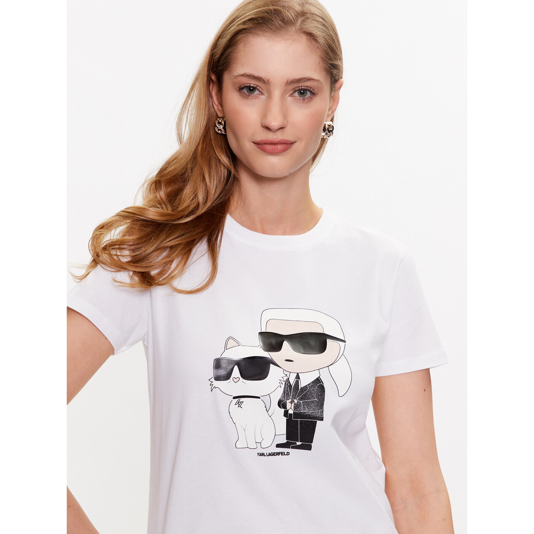 KARL LAGERFELD Тишърт Ikonik 2.0 230W1704 Бял Regular Fit - Pepit.bg