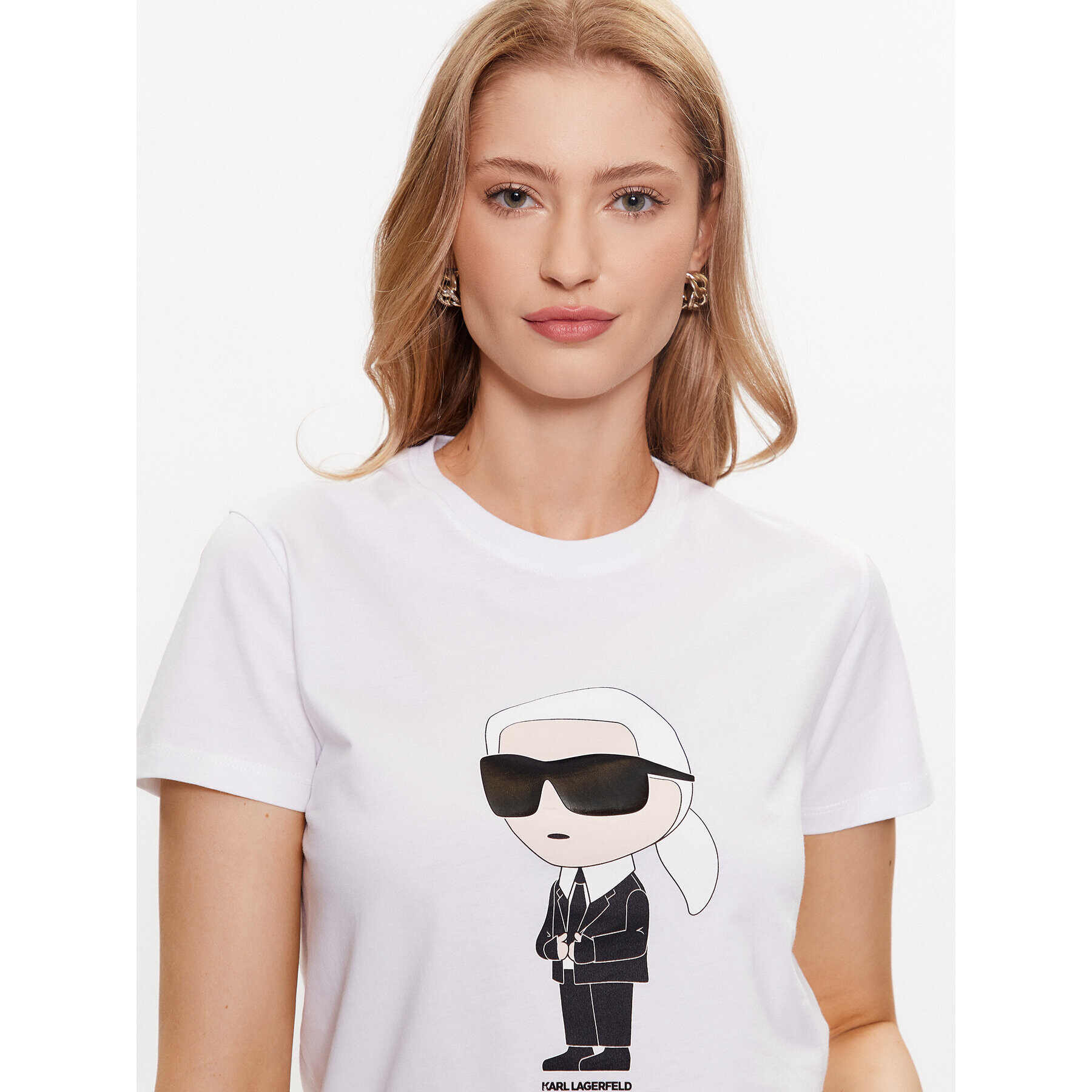 KARL LAGERFELD Тишърт Ikonik 2.0 Karl 230W1700 Бял Regular Fit - Pepit.bg