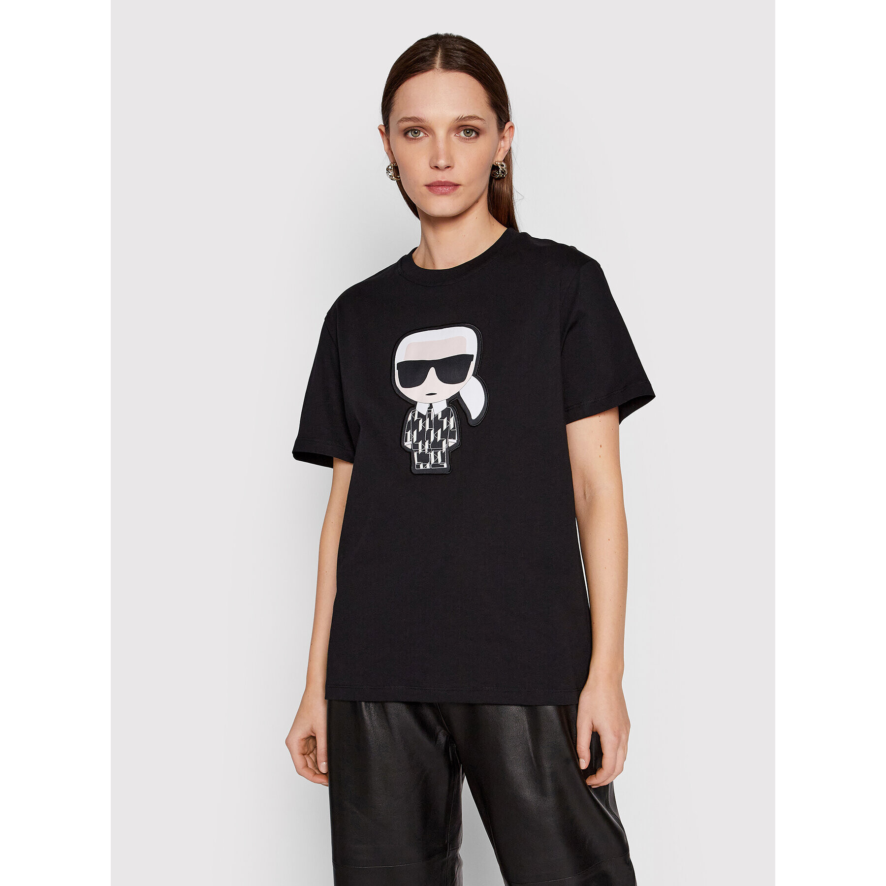 KARL LAGERFELD Тишърт Ikonik 220W1785 Черен Relaxed Fit - Pepit.bg