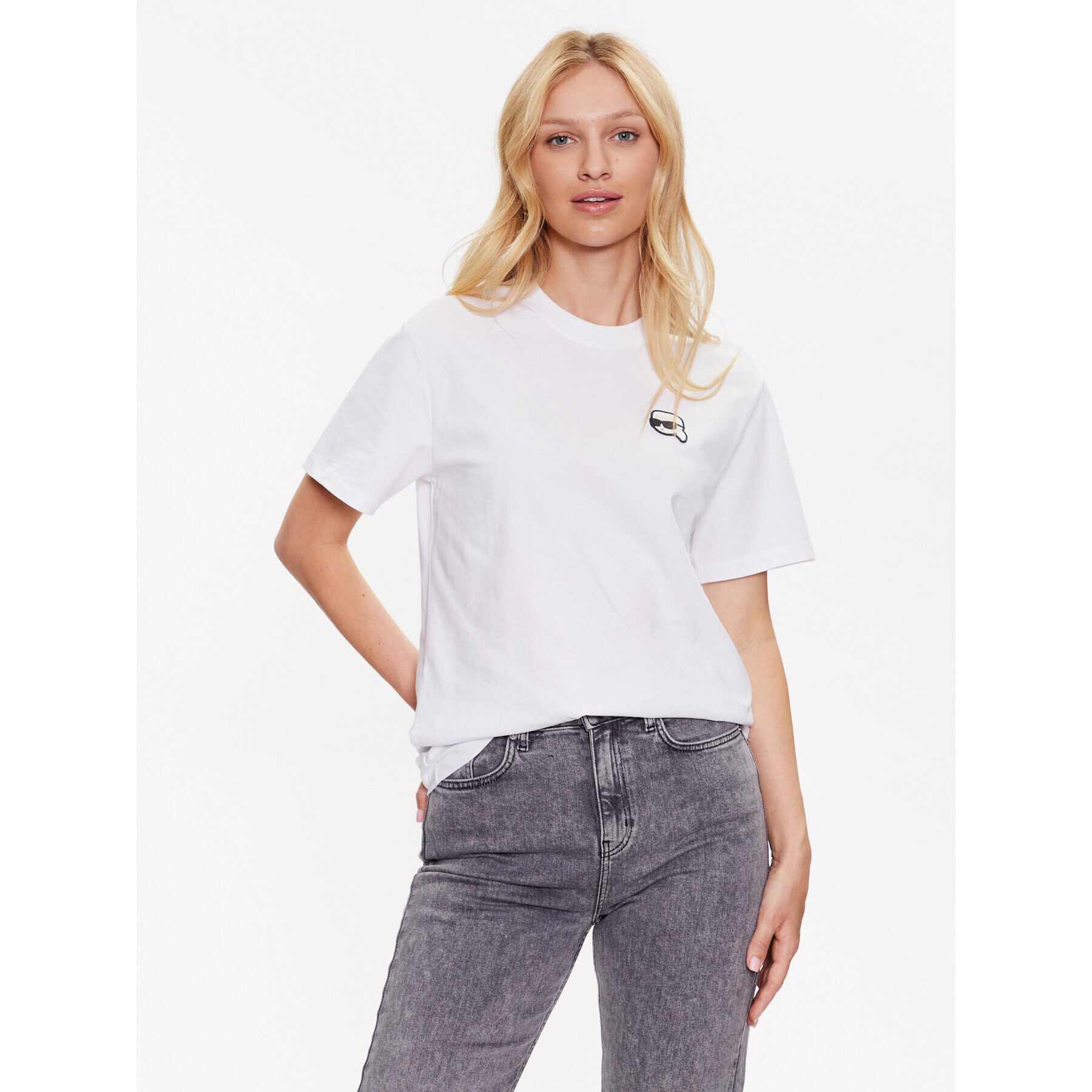 KARL LAGERFELD Тишърт Ikonik 230W1721 Бял Oversize - Pepit.bg