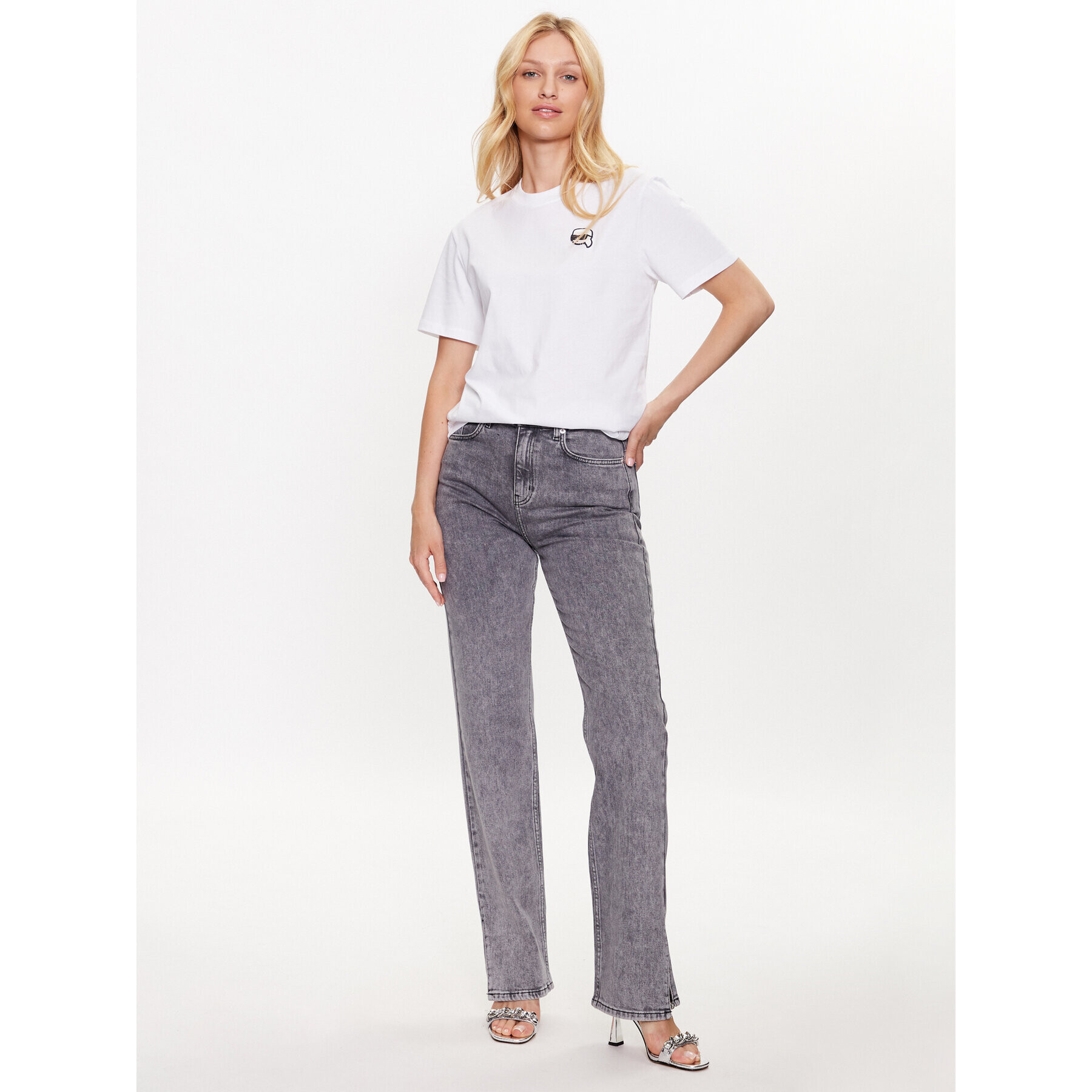 KARL LAGERFELD Тишърт Ikonik 230W1721 Бял Oversize - Pepit.bg