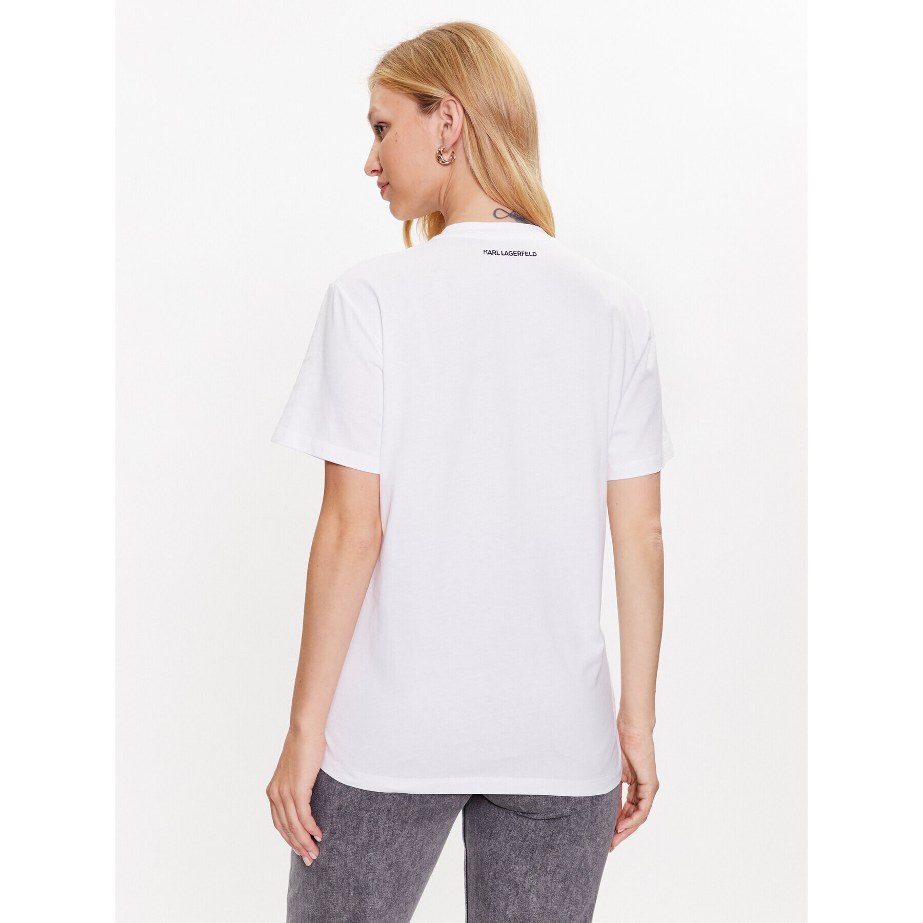 KARL LAGERFELD Тишърт Ikonik 230W1721 Бял Oversize - Pepit.bg