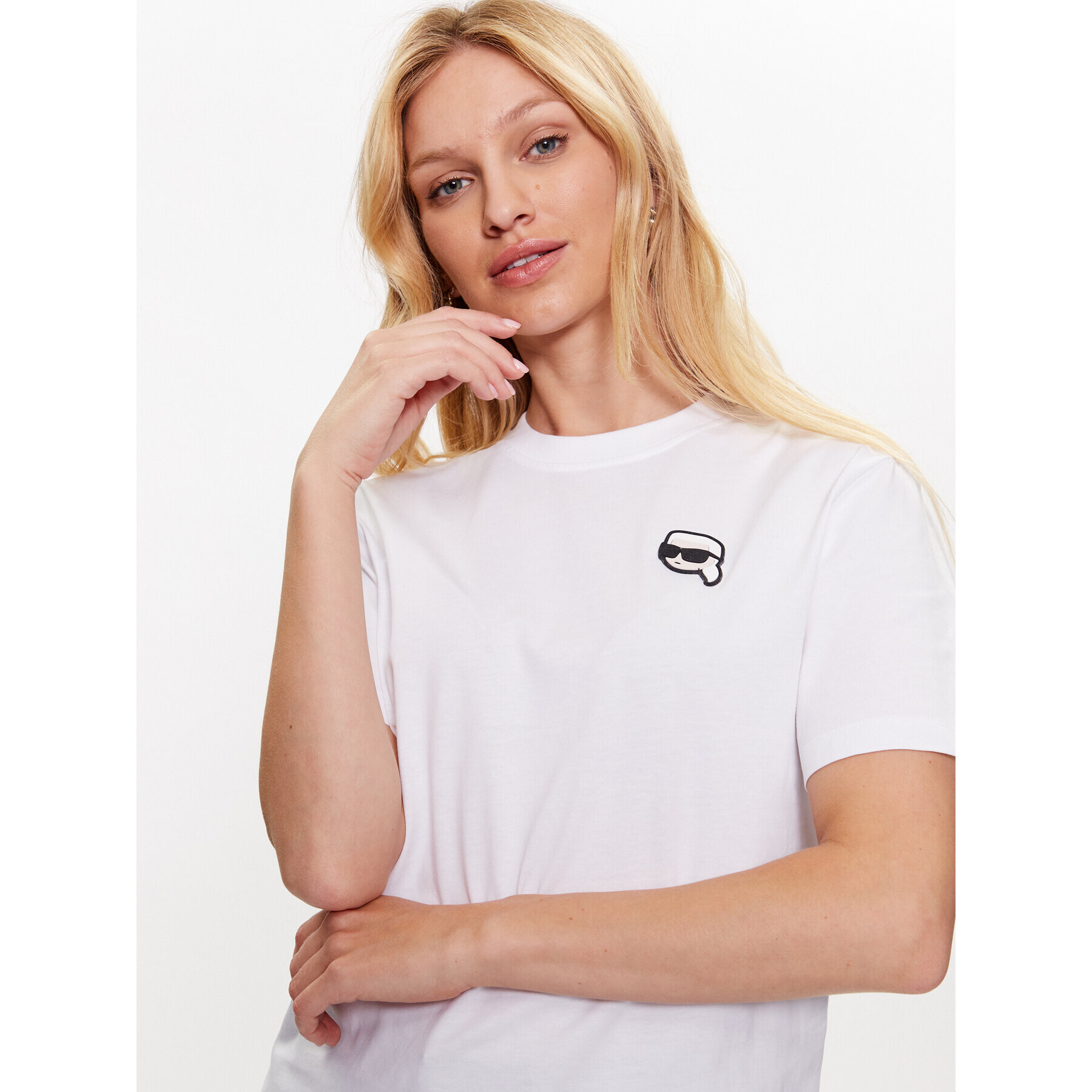 KARL LAGERFELD Тишърт Ikonik 230W1721 Бял Oversize - Pepit.bg