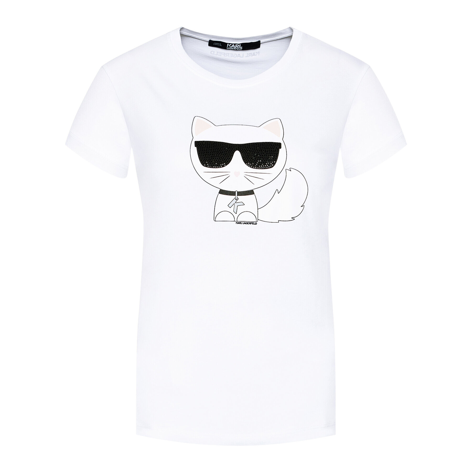 KARL LAGERFELD Тишърт Ikonik Choupette 210W1723 Бял Regular Fit - Pepit.bg