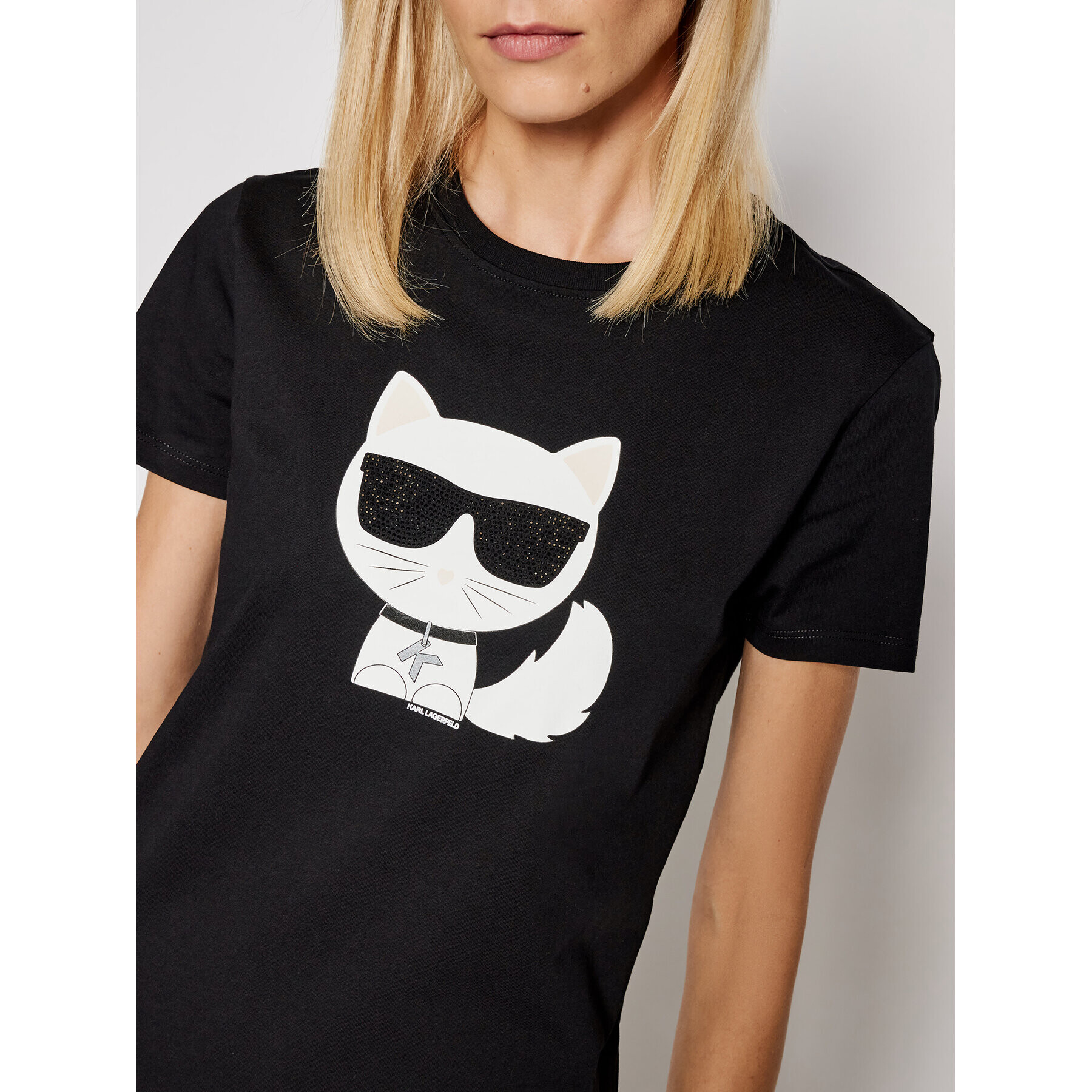 KARL LAGERFELD Тишърт Ikonik Choupette 210W1723 Черен Regular Fit - Pepit.bg