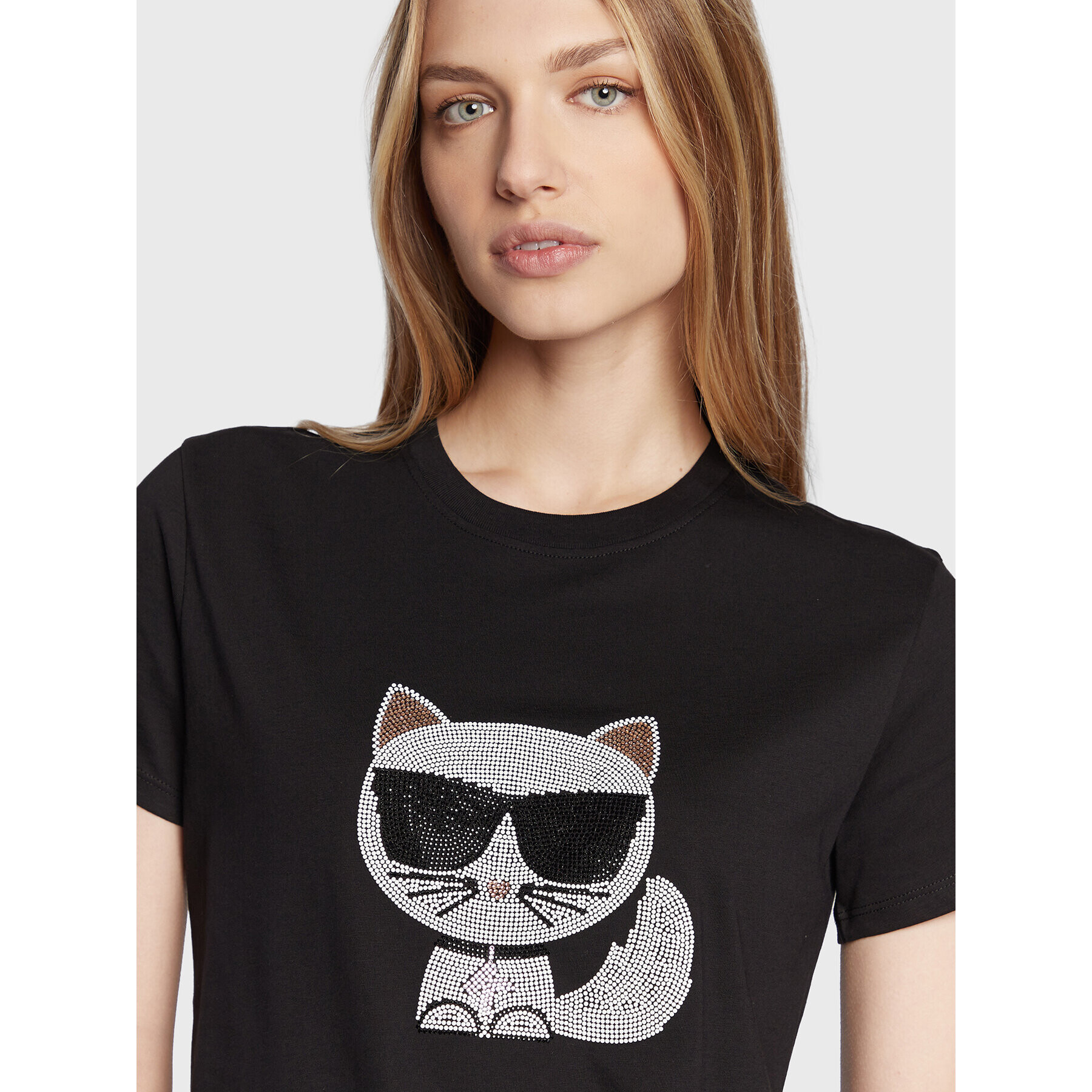 KARL LAGERFELD Тишърт Ikonik Choupette 216W1732 Черен Regular Fit - Pepit.bg