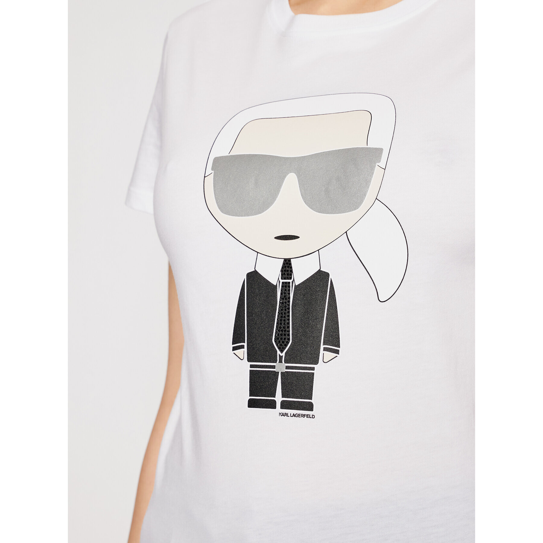 KARL LAGERFELD Тишърт Ikonik Karl 210W1721 Бял Regular Fit - Pepit.bg