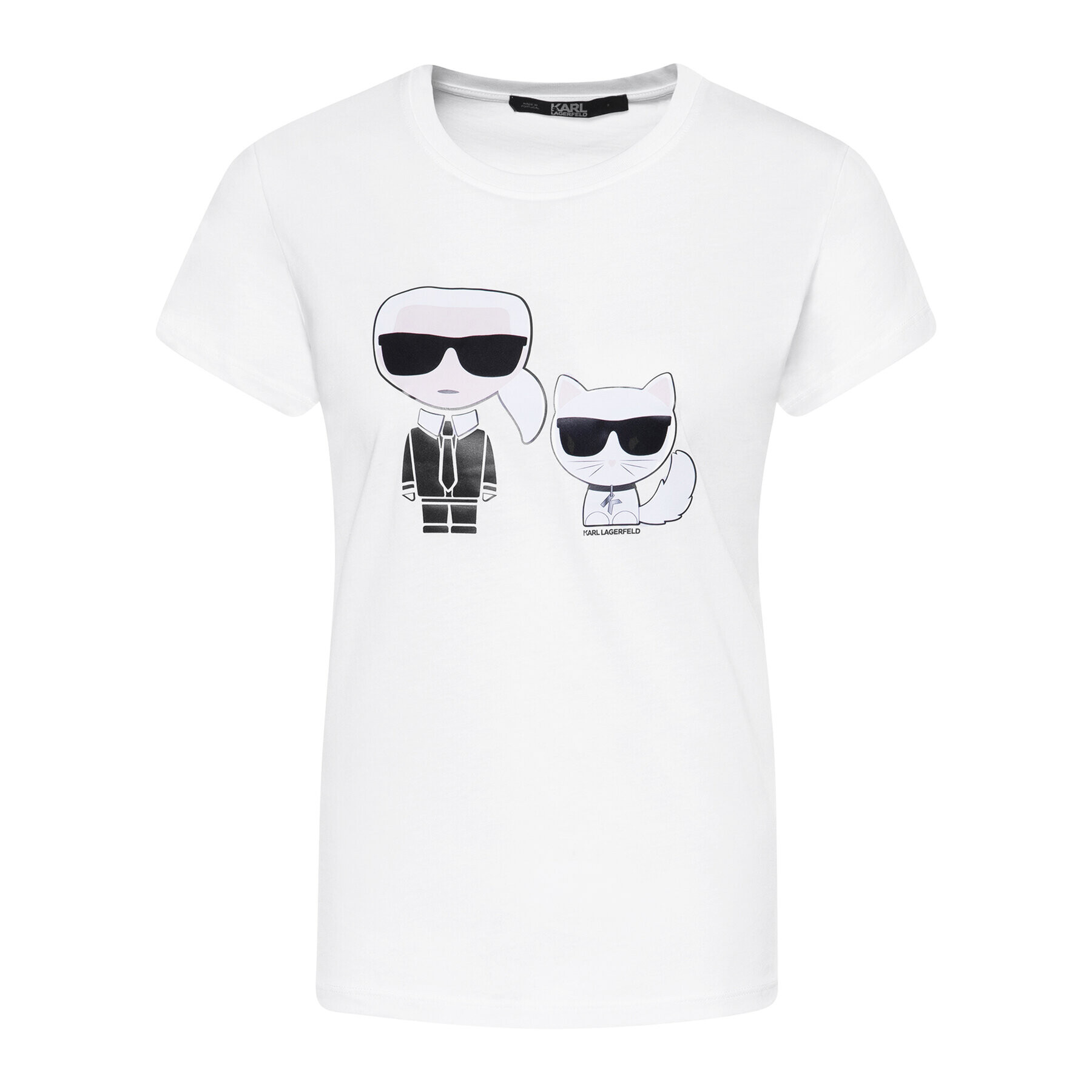 KARL LAGERFELD Тишърт Ikonik Karl & Choupette 201W1705 Бял Regular Fit - Pepit.bg