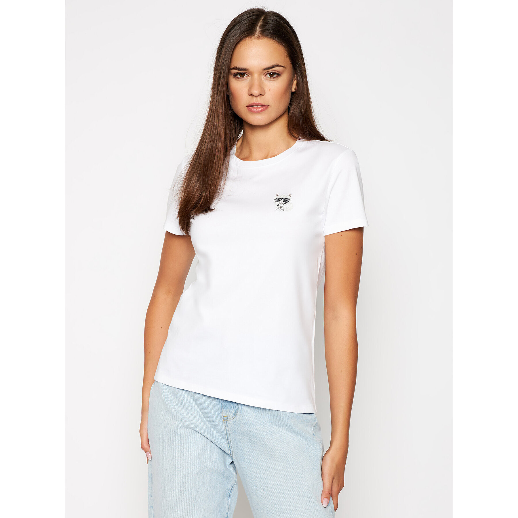 KARL LAGERFELD Тишърт Ikonik Mini 206W1712 Бял Regular Fit - Pepit.bg