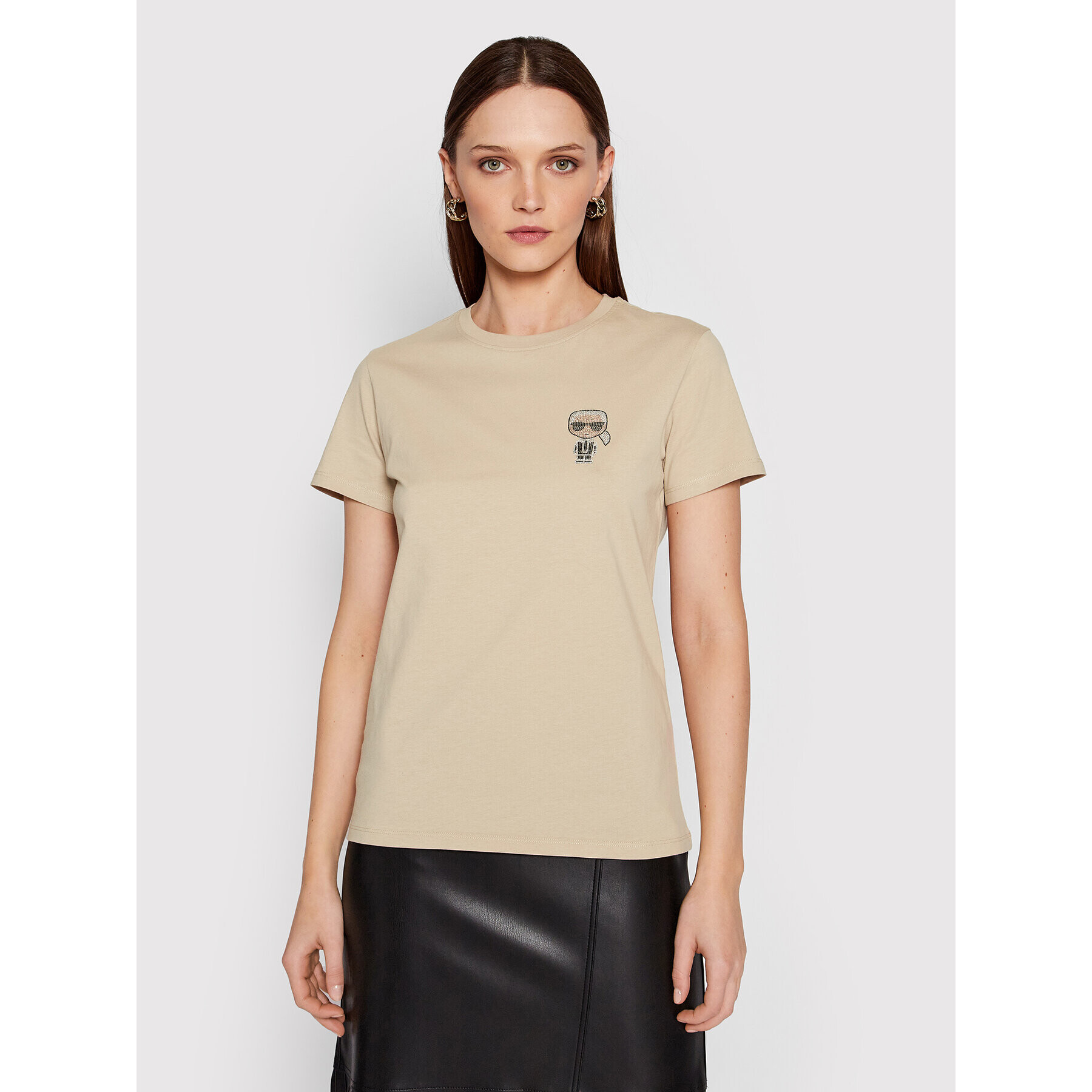 KARL LAGERFELD Тишърт Ikonik Mini 216W1731 Бежов Regular Fit - Pepit.bg