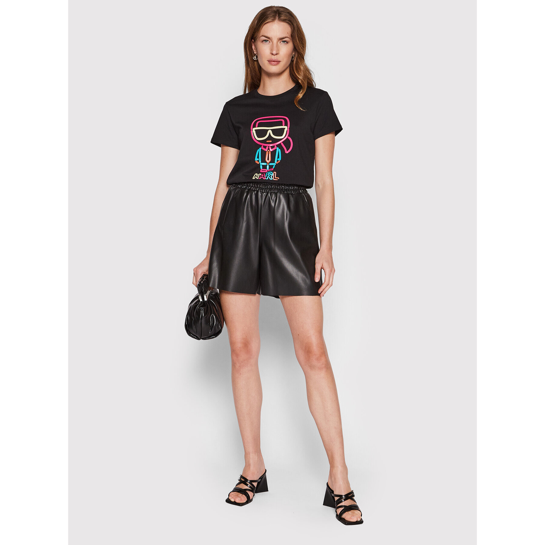 KARL LAGERFELD Тишърт Jelly Logo 221W1702 Черен Regular Fit - Pepit.bg