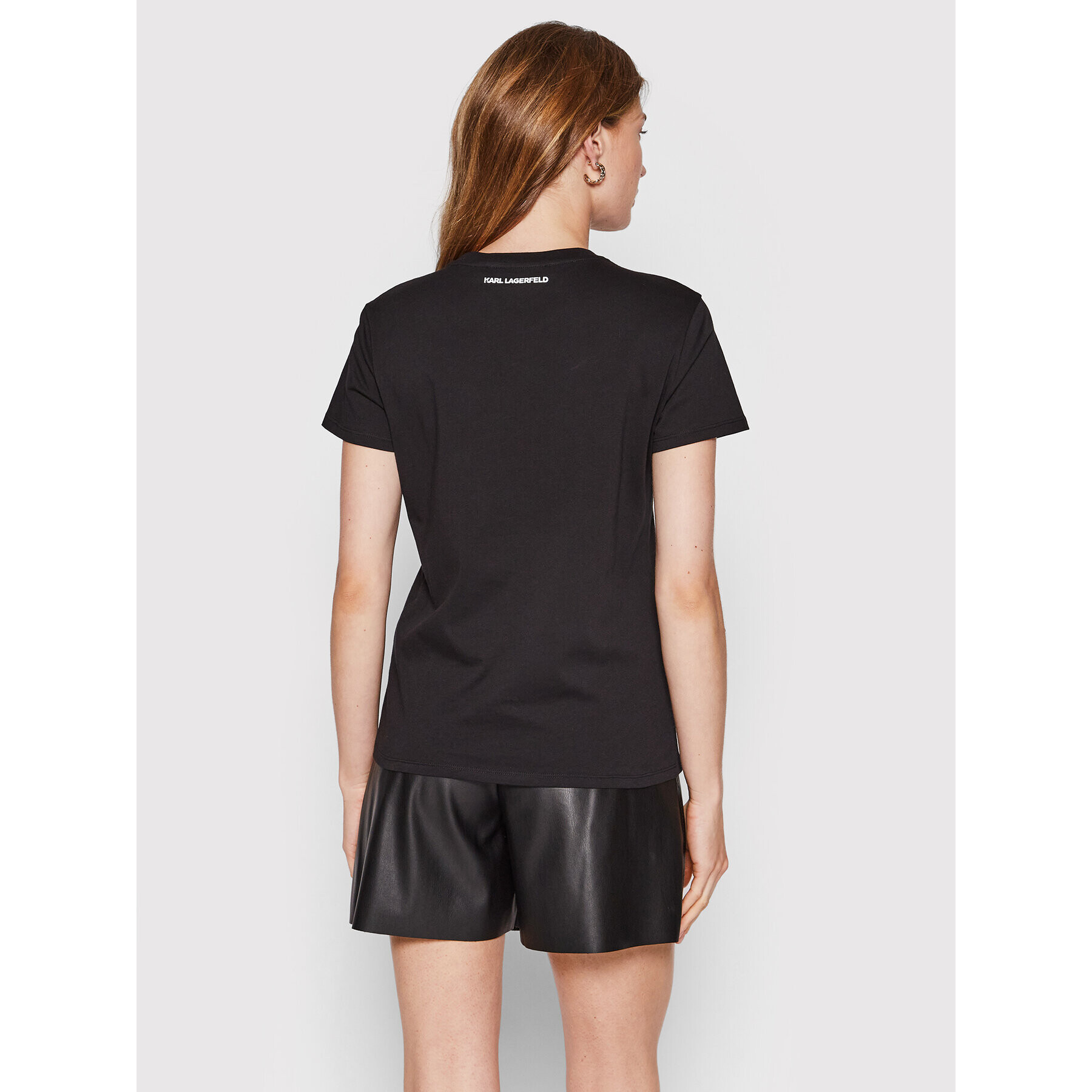 KARL LAGERFELD Тишърт Jelly Logo 221W1702 Черен Regular Fit - Pepit.bg