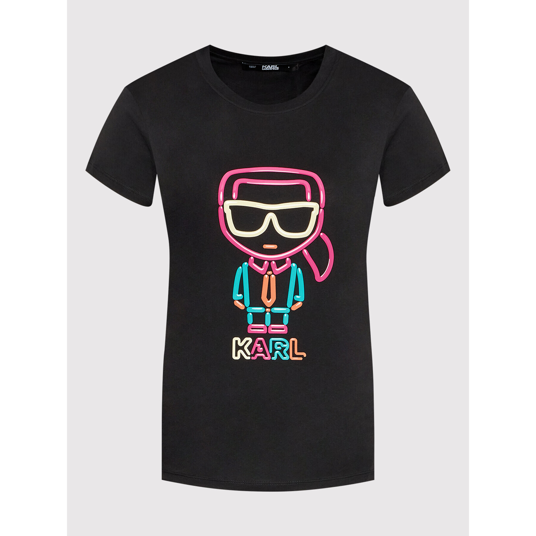 KARL LAGERFELD Тишърт Jelly Logo 221W1702 Черен Regular Fit - Pepit.bg