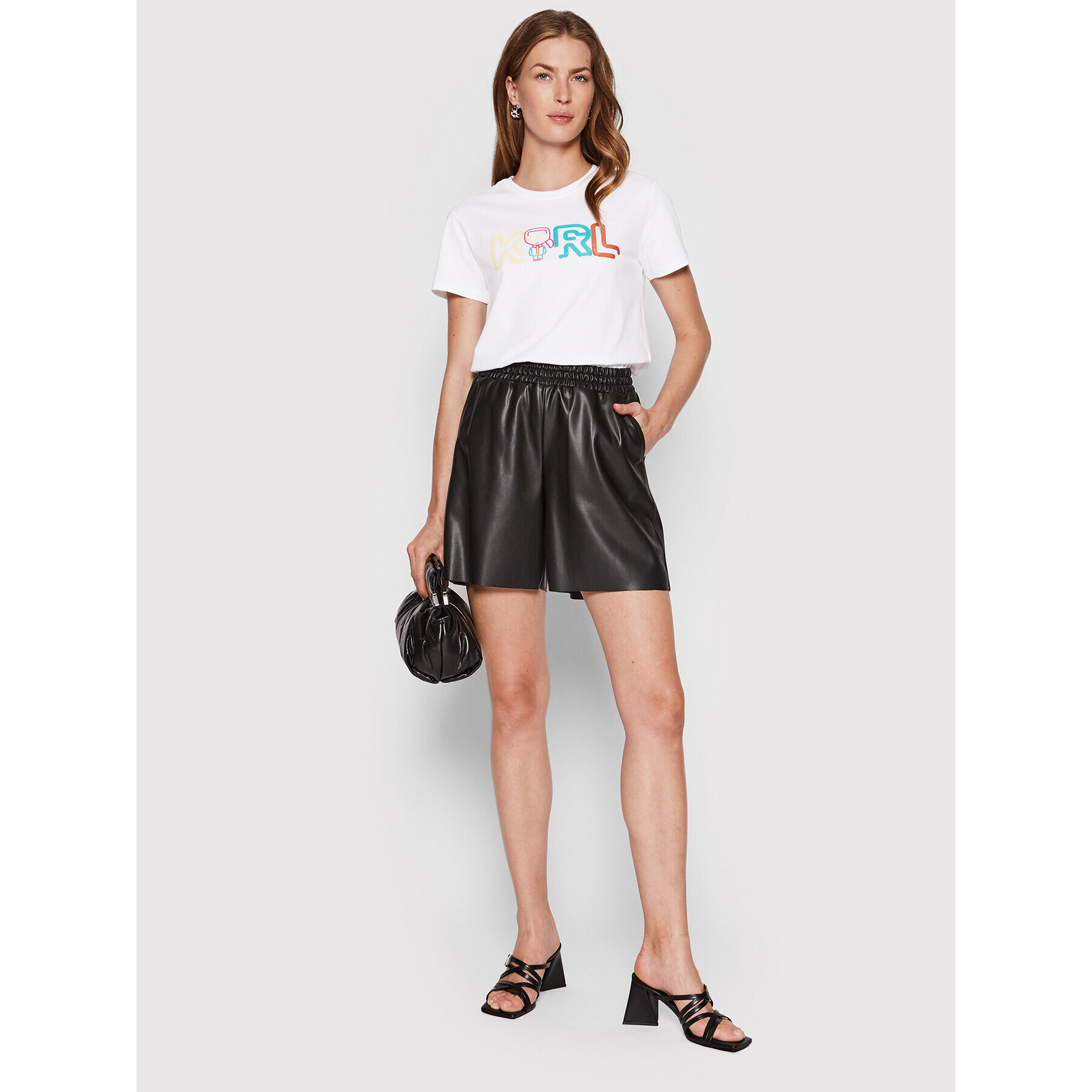 KARL LAGERFELD Тишърт Jelly Mini Logo 221W1703 Бял Regular Fit - Pepit.bg