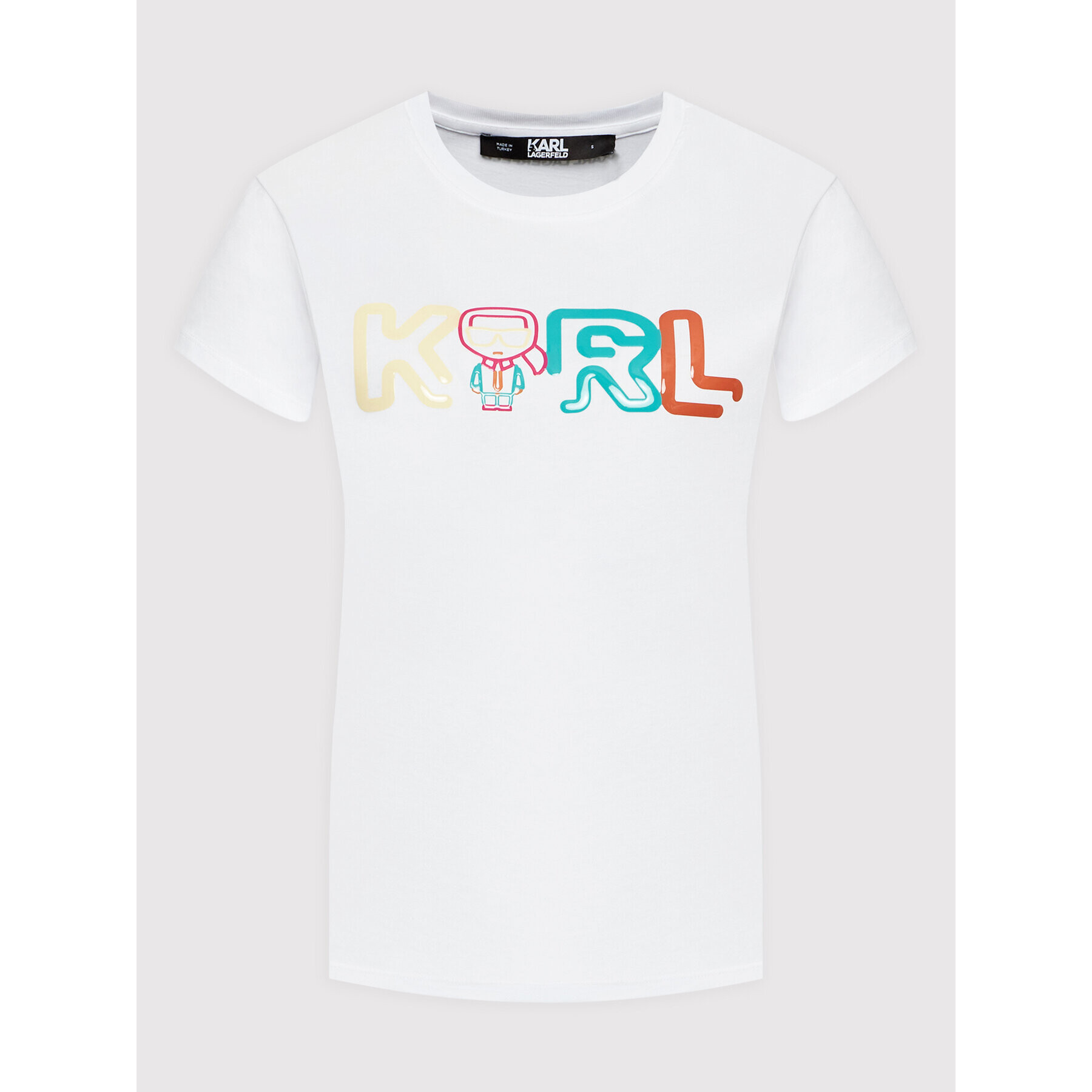 KARL LAGERFELD Тишърт Jelly Mini Logo 221W1703 Бял Regular Fit - Pepit.bg