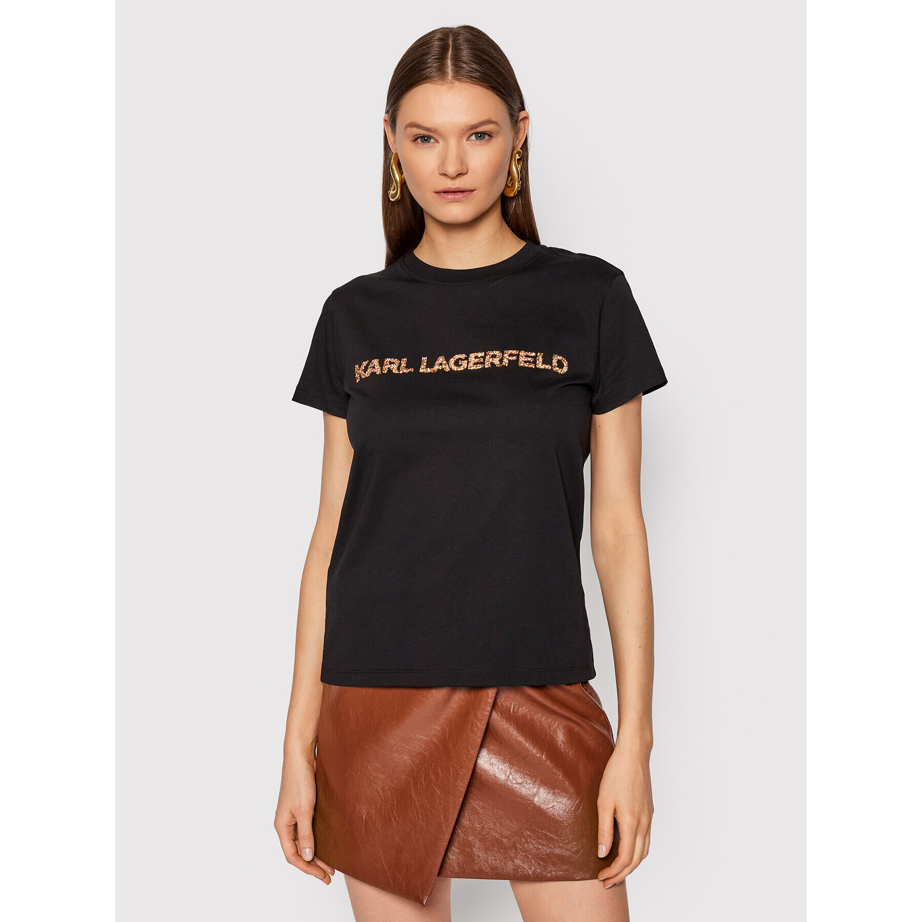 KARL LAGERFELD Тишърт Kandy Krush Logo 216W1700 Черен Regular Fit - Pepit.bg