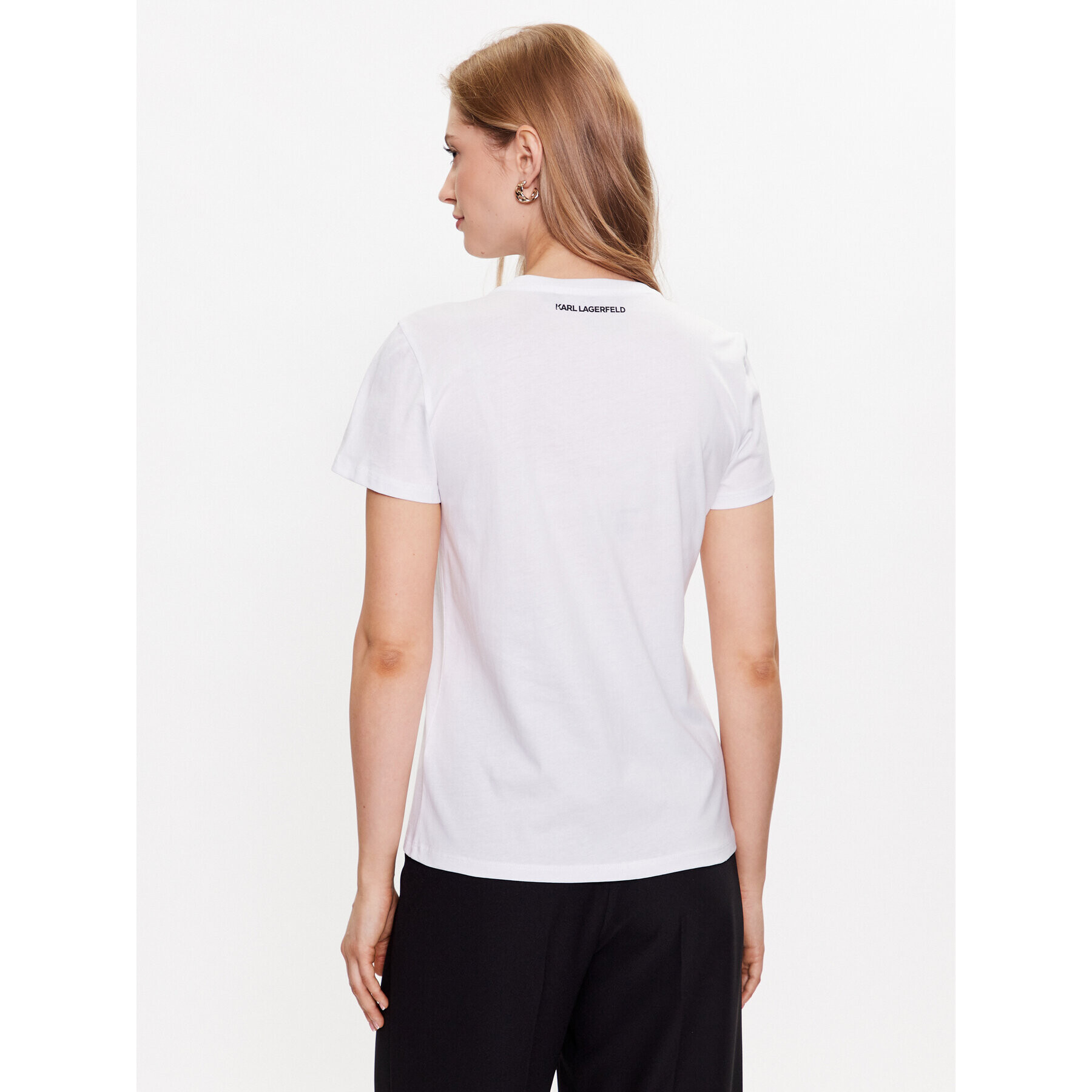 KARL LAGERFELD Тишърт Karl Kameo Check 230W1711 Бял Regular Fit - Pepit.bg