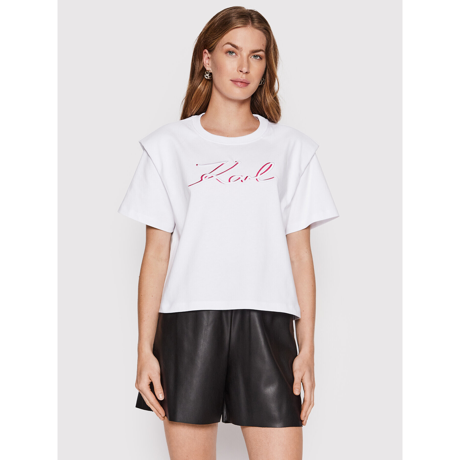 KARL LAGERFELD Тишърт Logo 221W1717 Бял Relaxed Fit - Pepit.bg