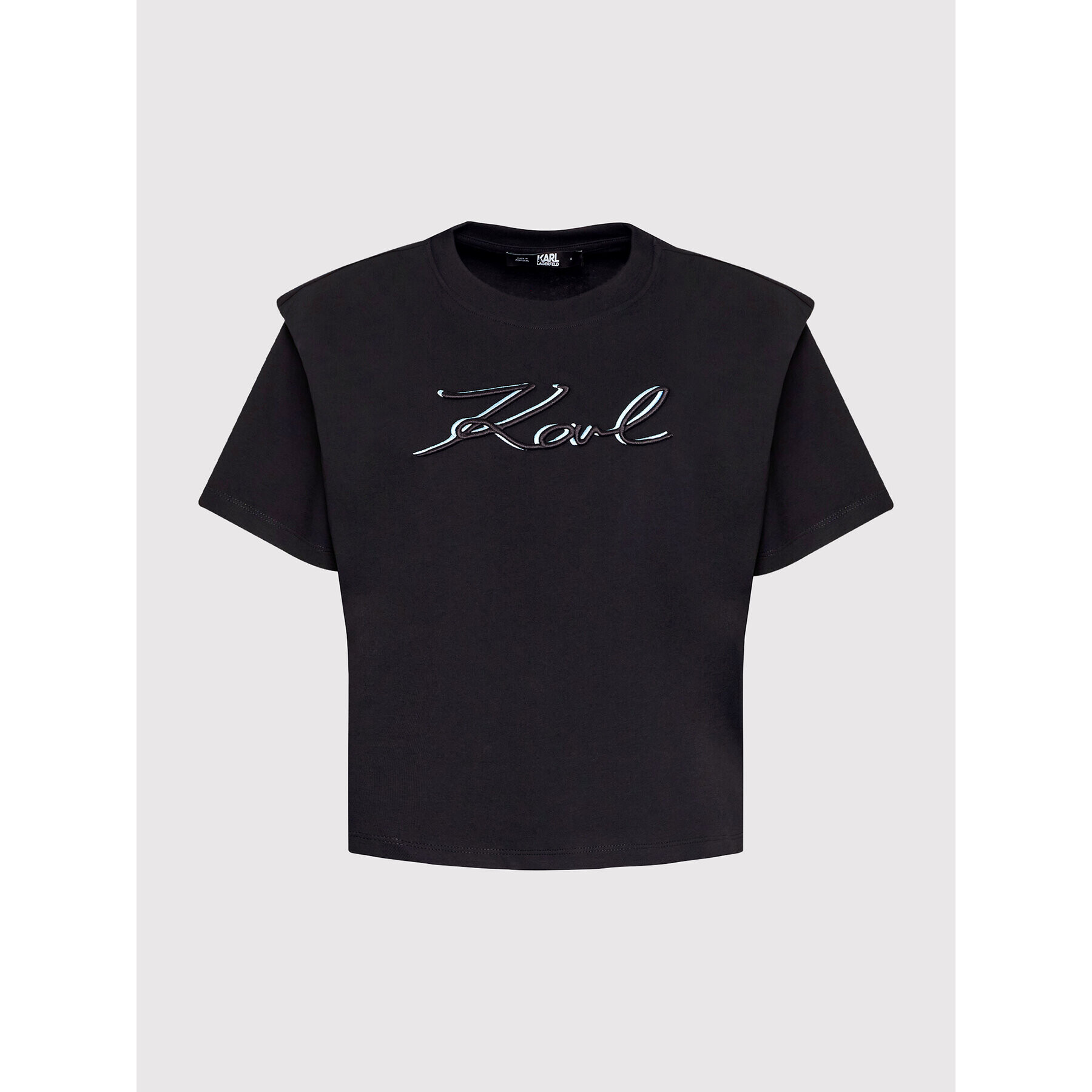 KARL LAGERFELD Тишърт Logo 221W1717 Черен Relaxed Fit - Pepit.bg