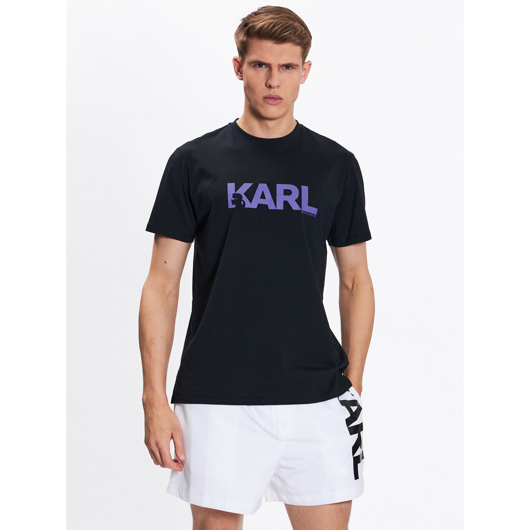KARL LAGERFELD Тишърт Logo 230M2211 Черен Regular Fit - Pepit.bg