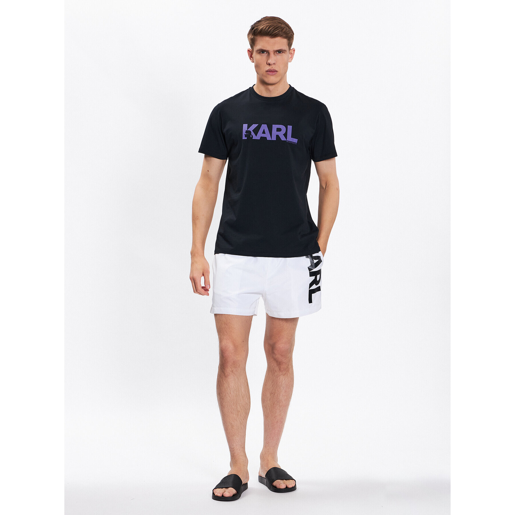 KARL LAGERFELD Тишърт Logo 230M2211 Черен Regular Fit - Pepit.bg