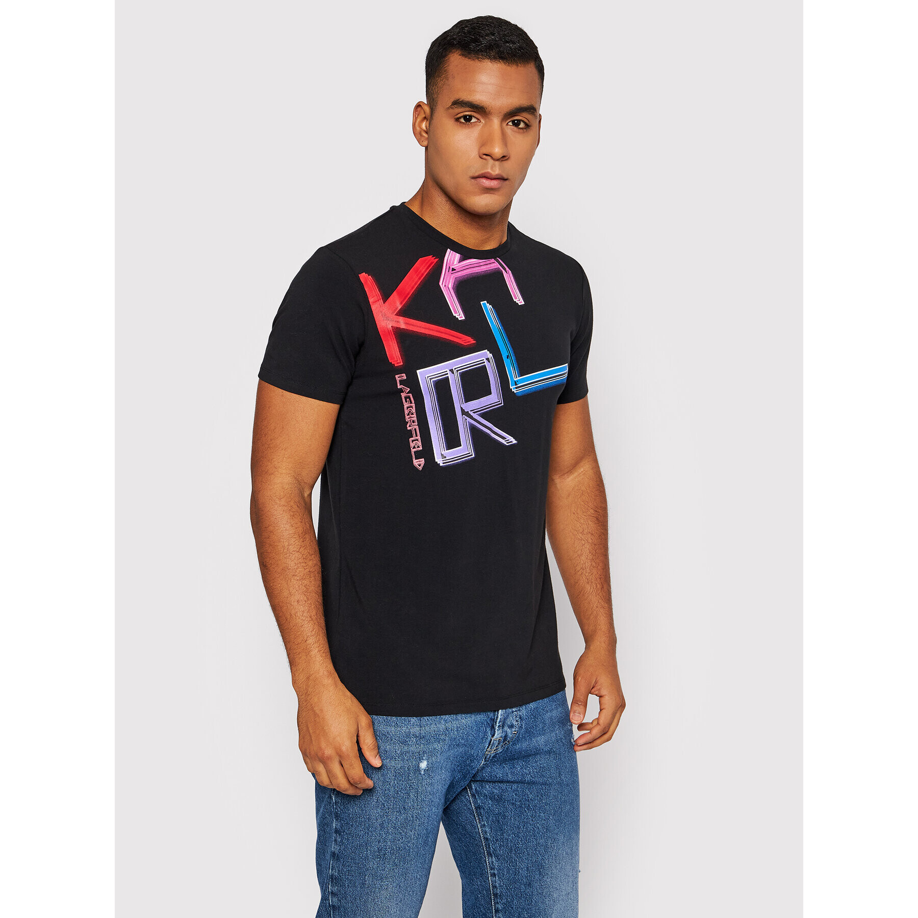 KARL LAGERFELD Тишърт Neon KL21MTS02 Черен Regular Fit - Pepit.bg