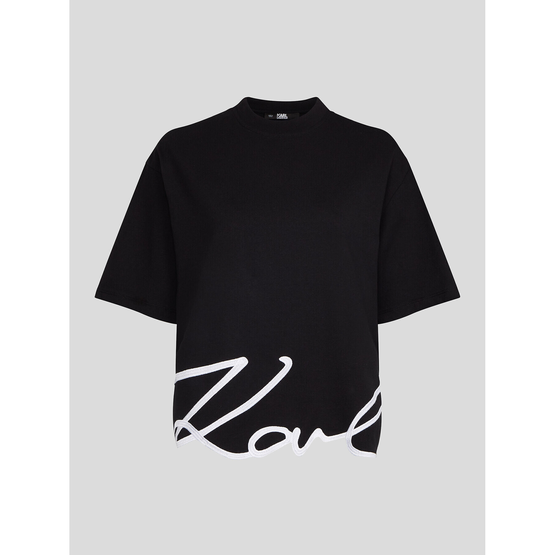 KARL LAGERFELD Тишърт Signature Hem 226W1703 Черен Relaxed Fit - Pepit.bg