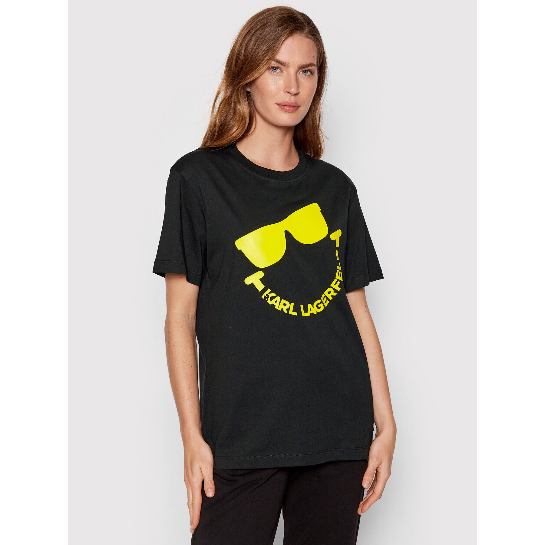 KARL LAGERFELD Тишърт SMILEY WORLD 221W1752 Черен Relaxed Fit - Pepit.bg