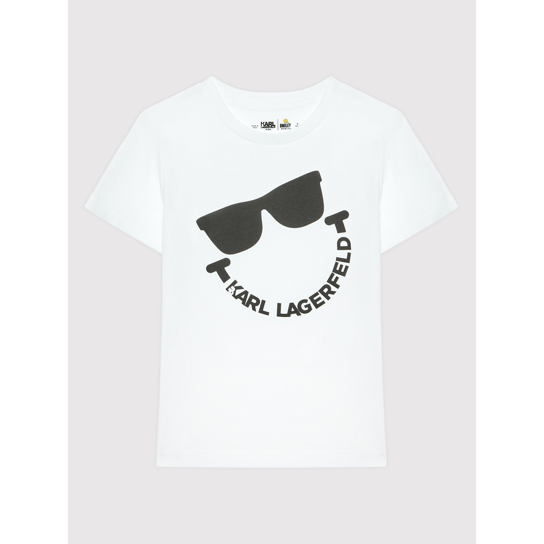 KARL LAGERFELD Тишърт SMILEY WORLD Z25344 S Бял Regular Fit - Pepit.bg