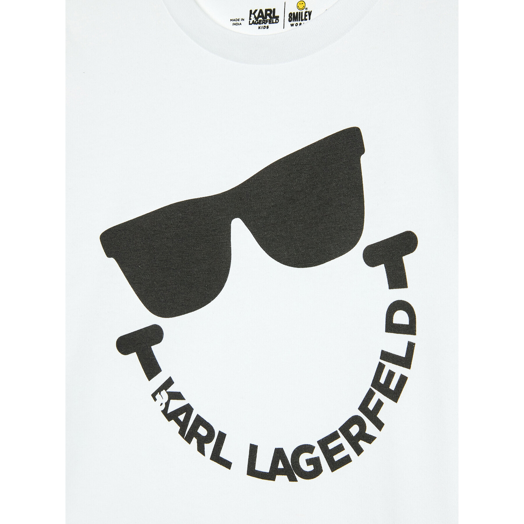 KARL LAGERFELD Тишърт SMILEY WORLD Z25344 S Бял Regular Fit - Pepit.bg