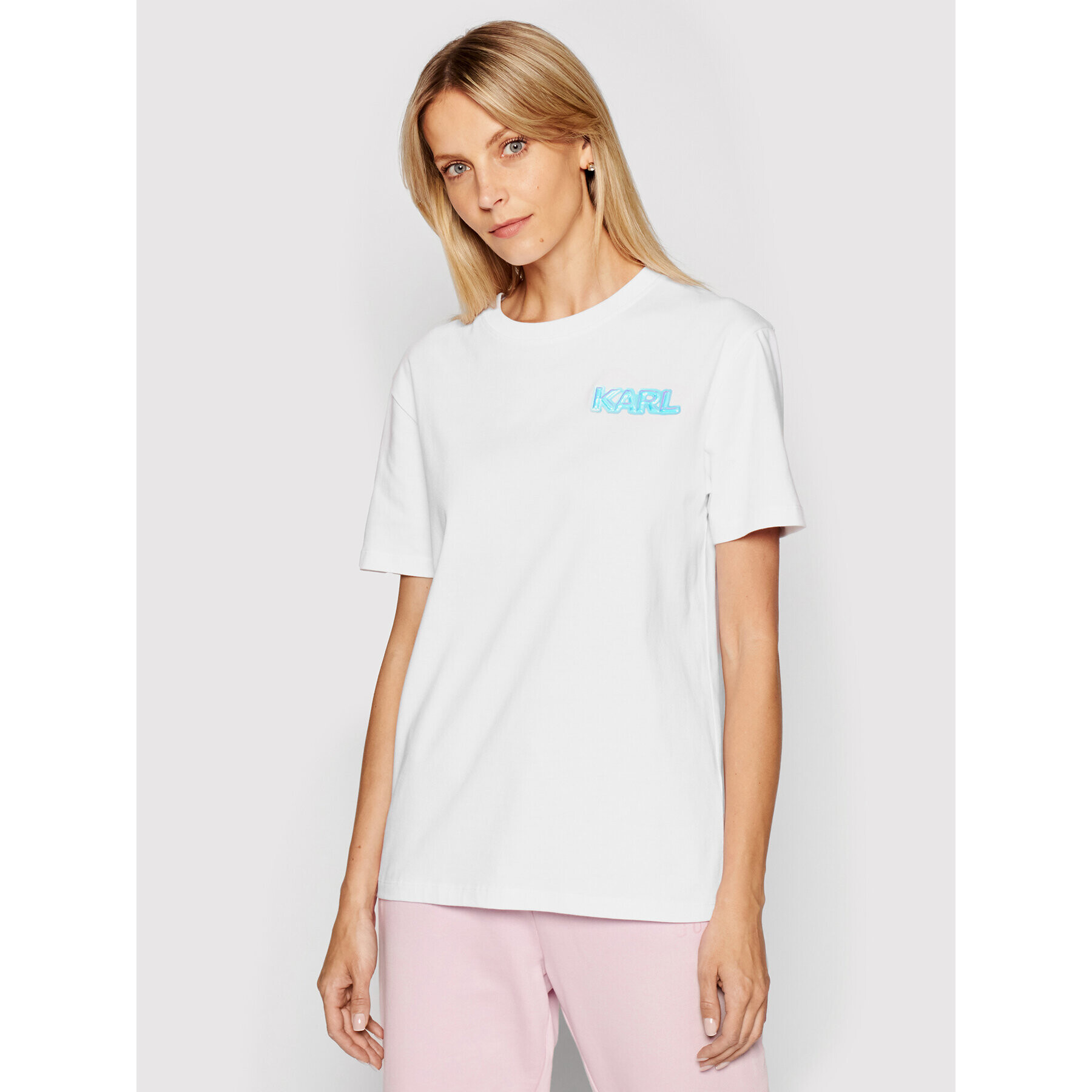 KARL LAGERFELD Тишърт Unisex Balloon Logo 211U1705 Бял Regular Fit - Pepit.bg