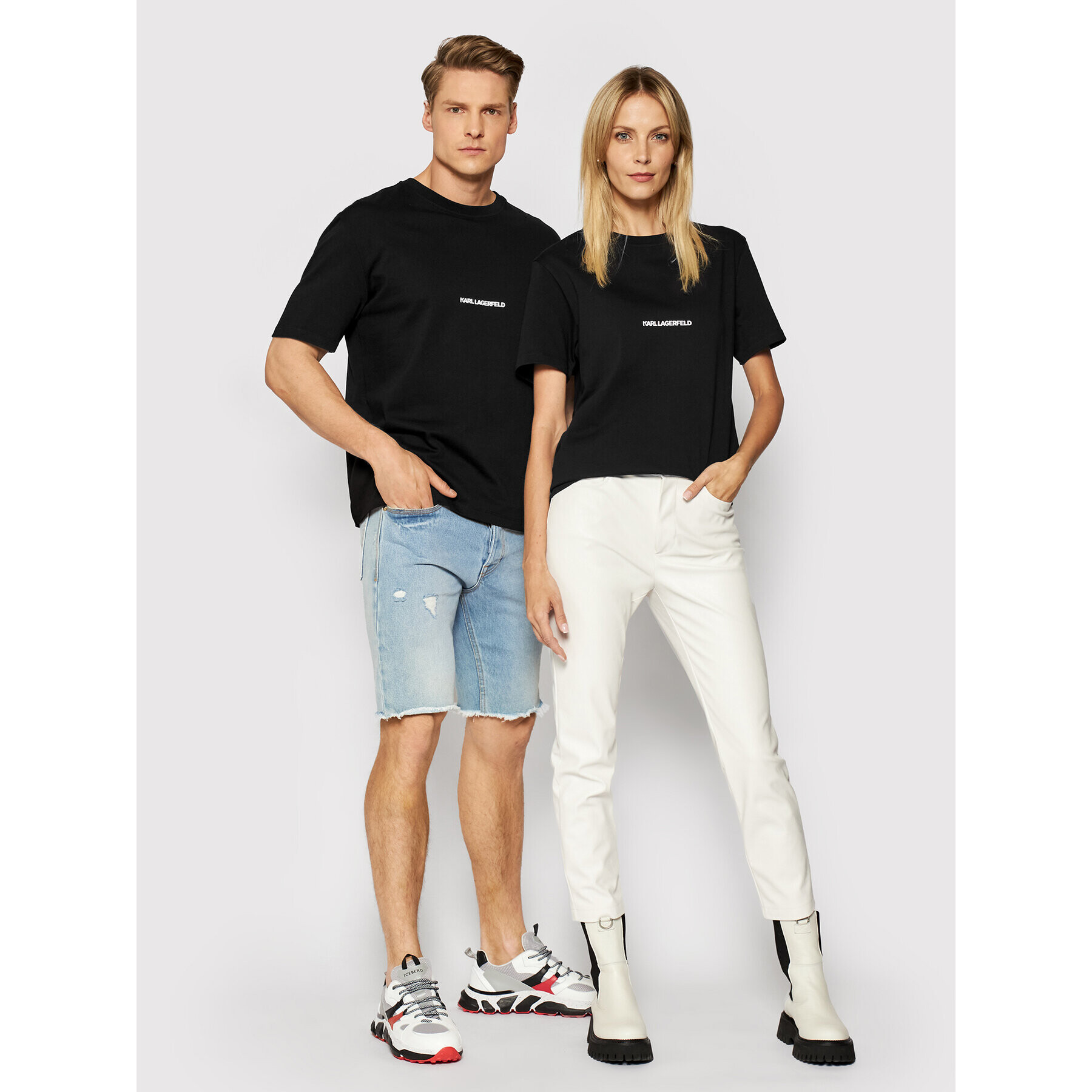 KARL LAGERFELD Тишърт Unisex Logo 211U1700 Черен Regular Fit - Pepit.bg