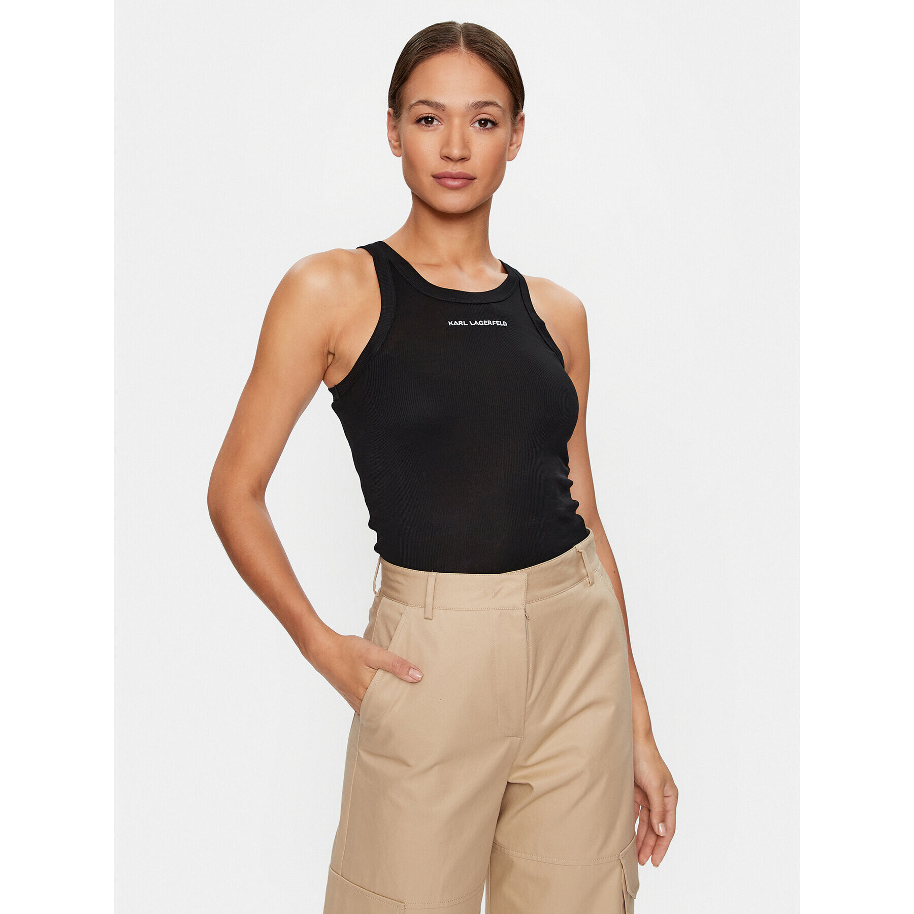 KARL LAGERFELD топ 231W1725 Черен Regular Fit - Pepit.bg