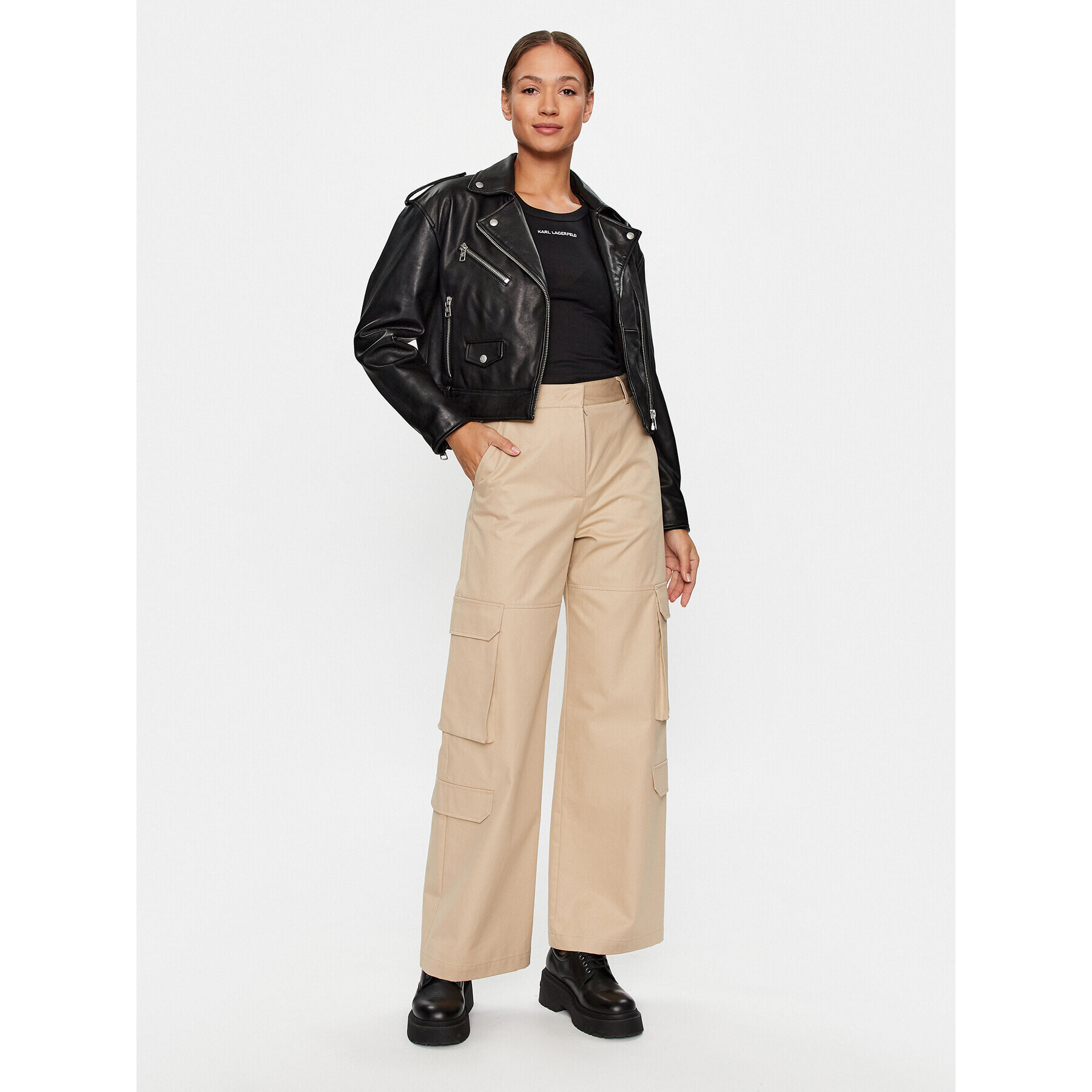 KARL LAGERFELD топ 231W1725 Черен Regular Fit - Pepit.bg