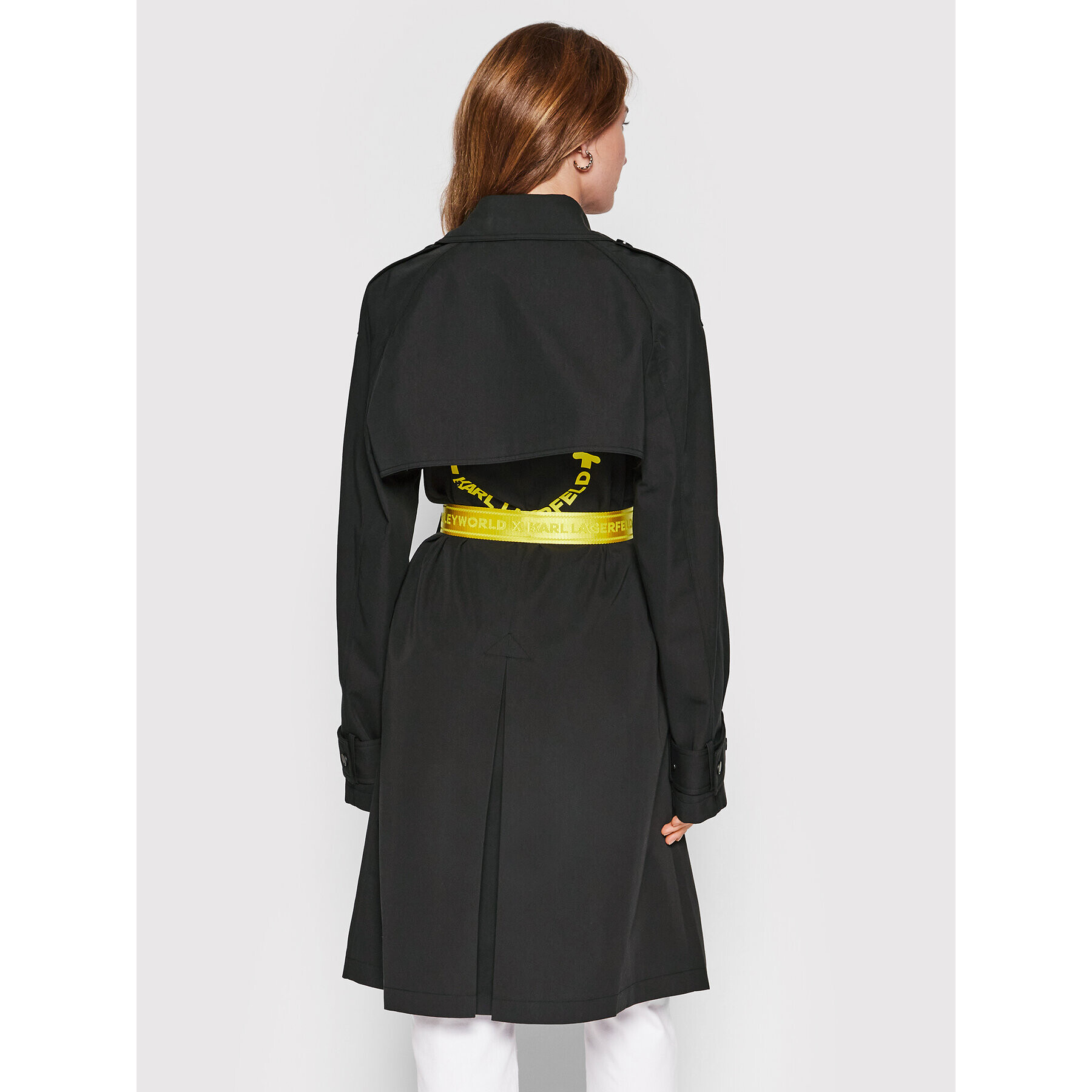 KARL LAGERFELD Тренч SMILEY WORLD 221W1581 Черен Regular Fit - Pepit.bg