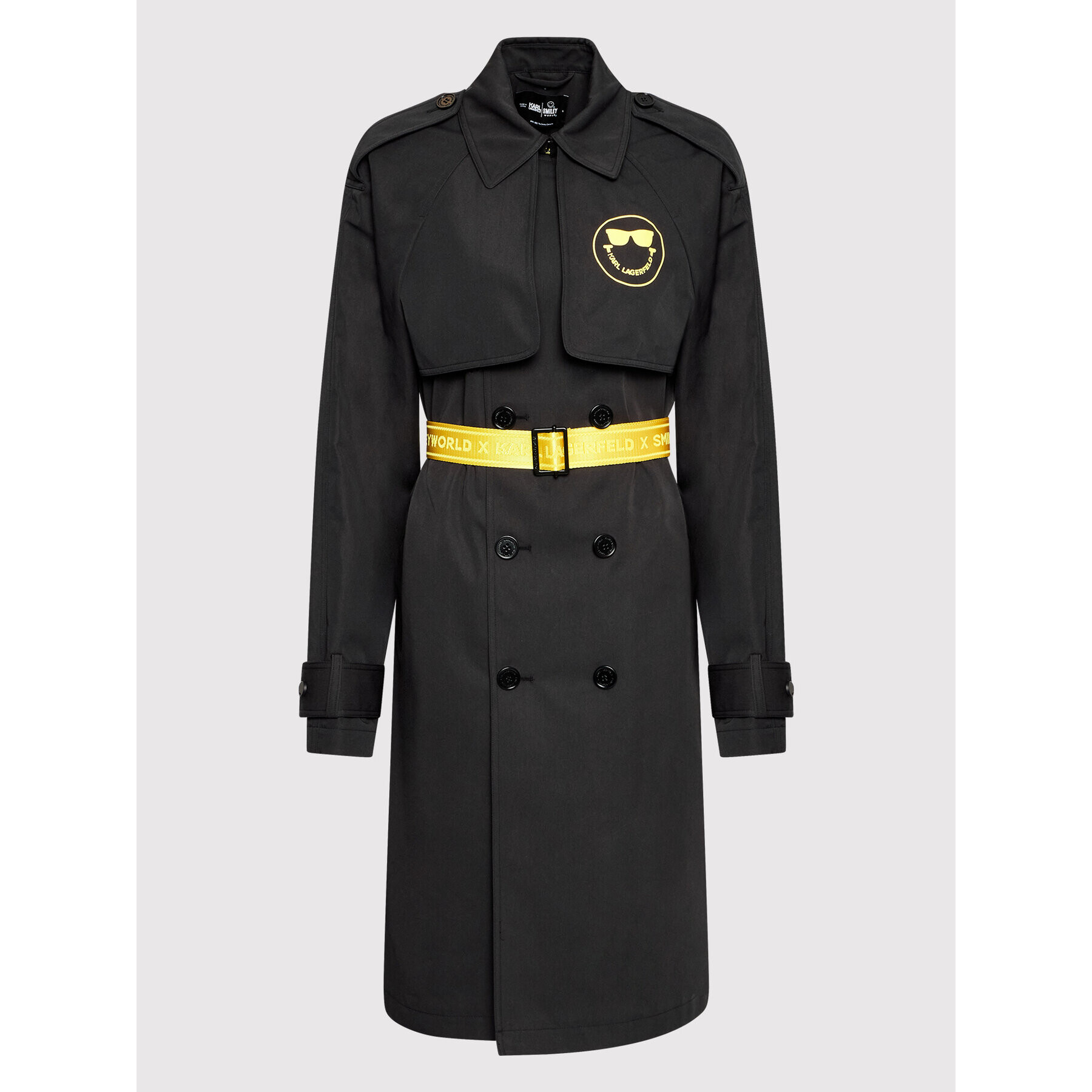 KARL LAGERFELD Тренч SMILEY WORLD 221W1581 Черен Regular Fit - Pepit.bg