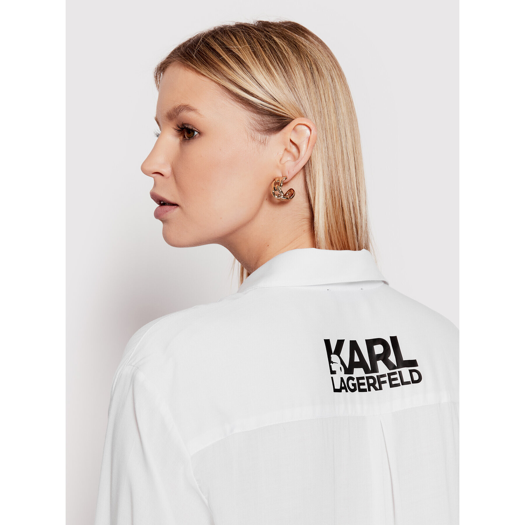 KARL LAGERFELD Туника Cover Up KL22WCU01 Бял Regular Fit - Pepit.bg