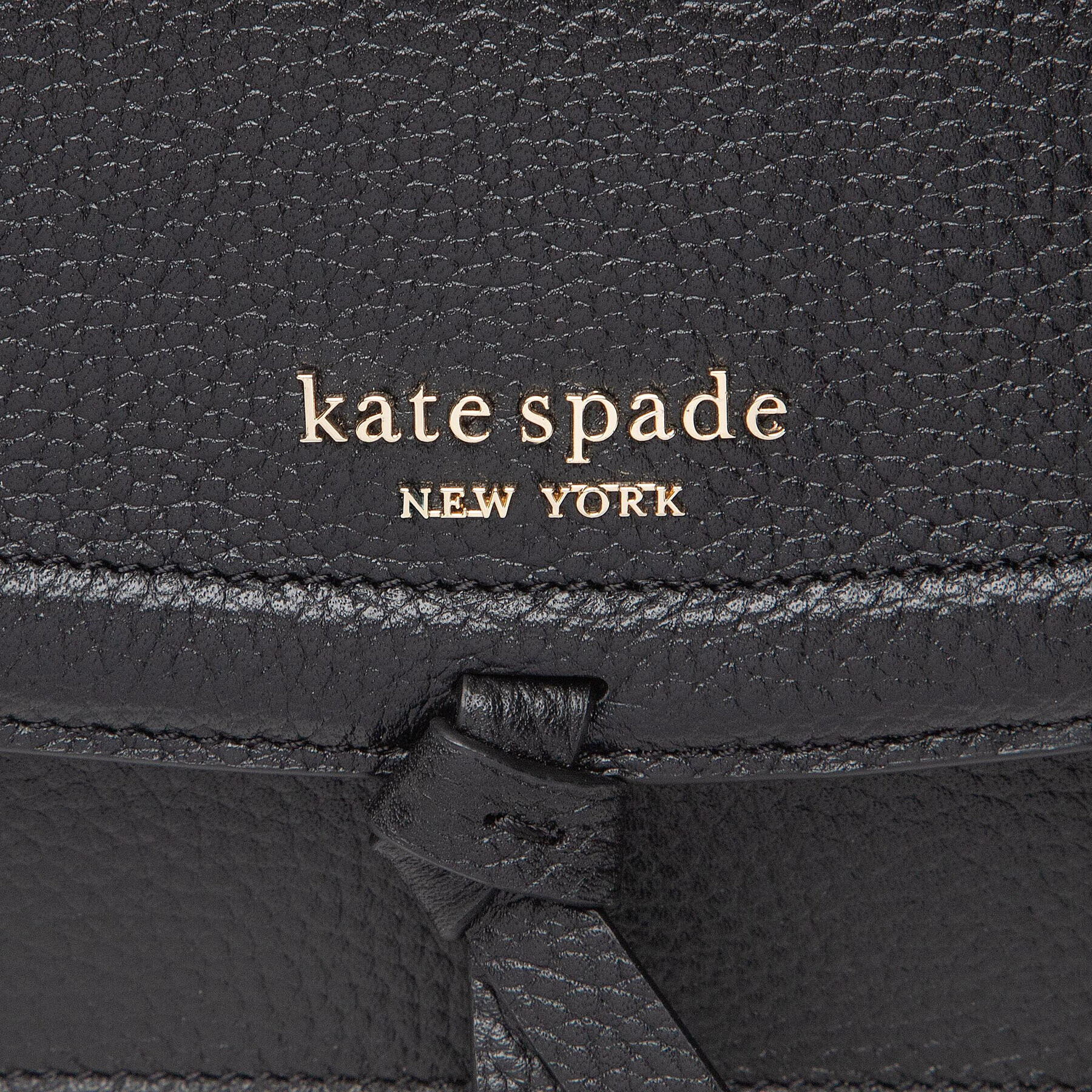 Kate Spade Дамска чанта Knott Pebbled Leather Flap Cro K6830 Черен - Pepit.bg