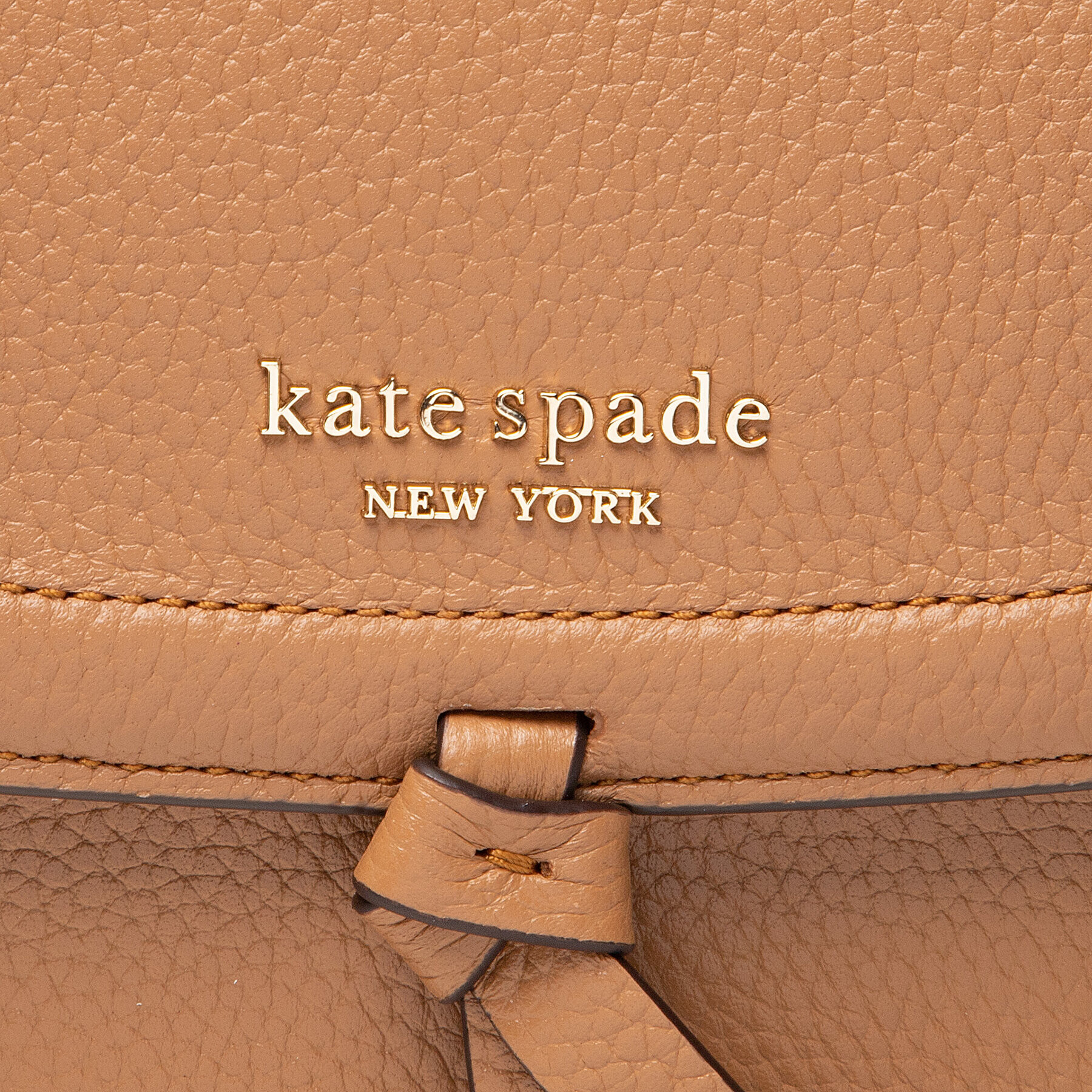 Kate Spade Дамска чанта Knott Pebbled Leather Flap Cro K6830 Кафяв - Pepit.bg