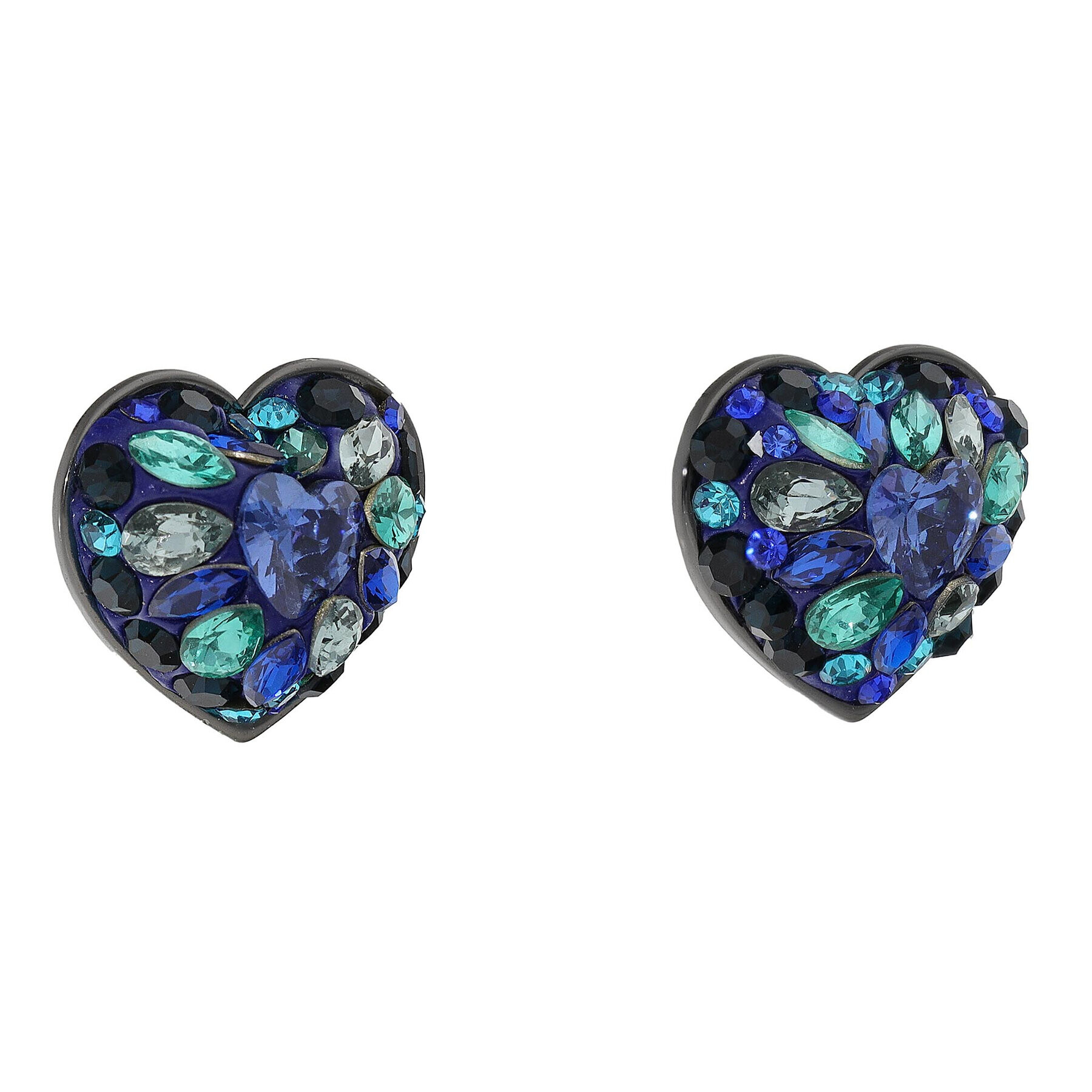Kate Spade Обици Something Sprkly Heart Studs K6759 Тъмносин - Pepit.bg