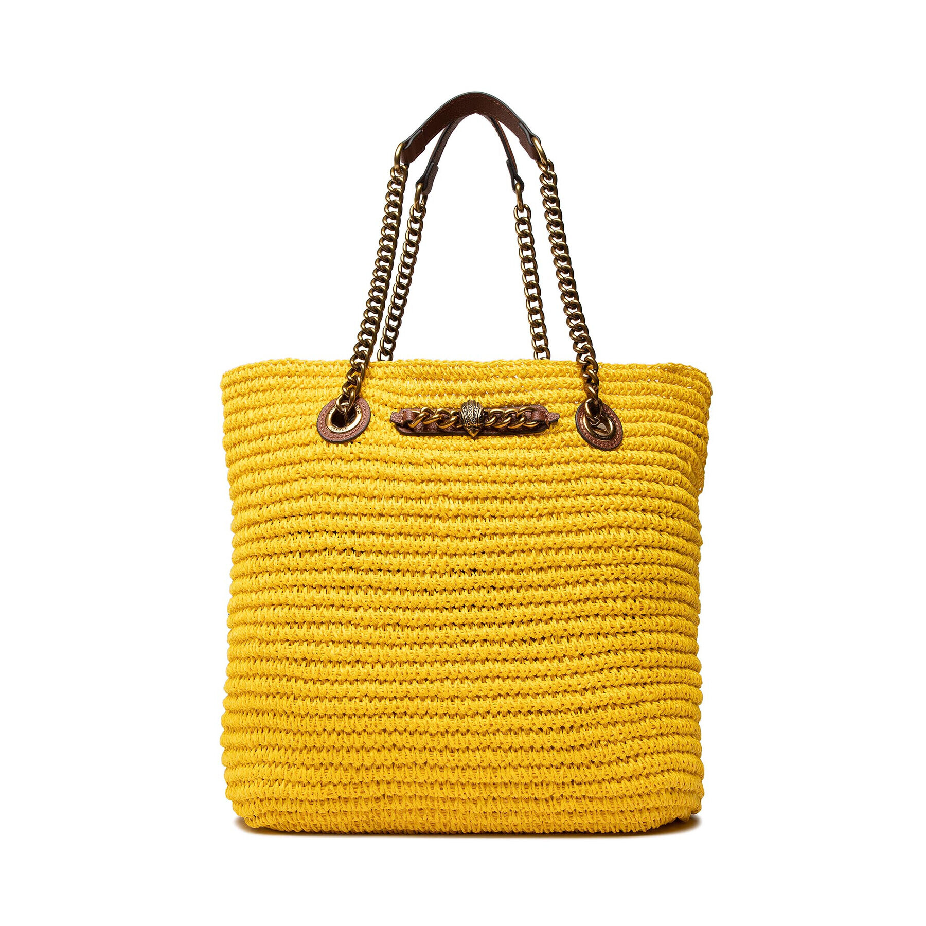 Kurt Geiger Дамска чанта Chelsea Raffia Tote 4104693999 Жълт - Pepit.bg