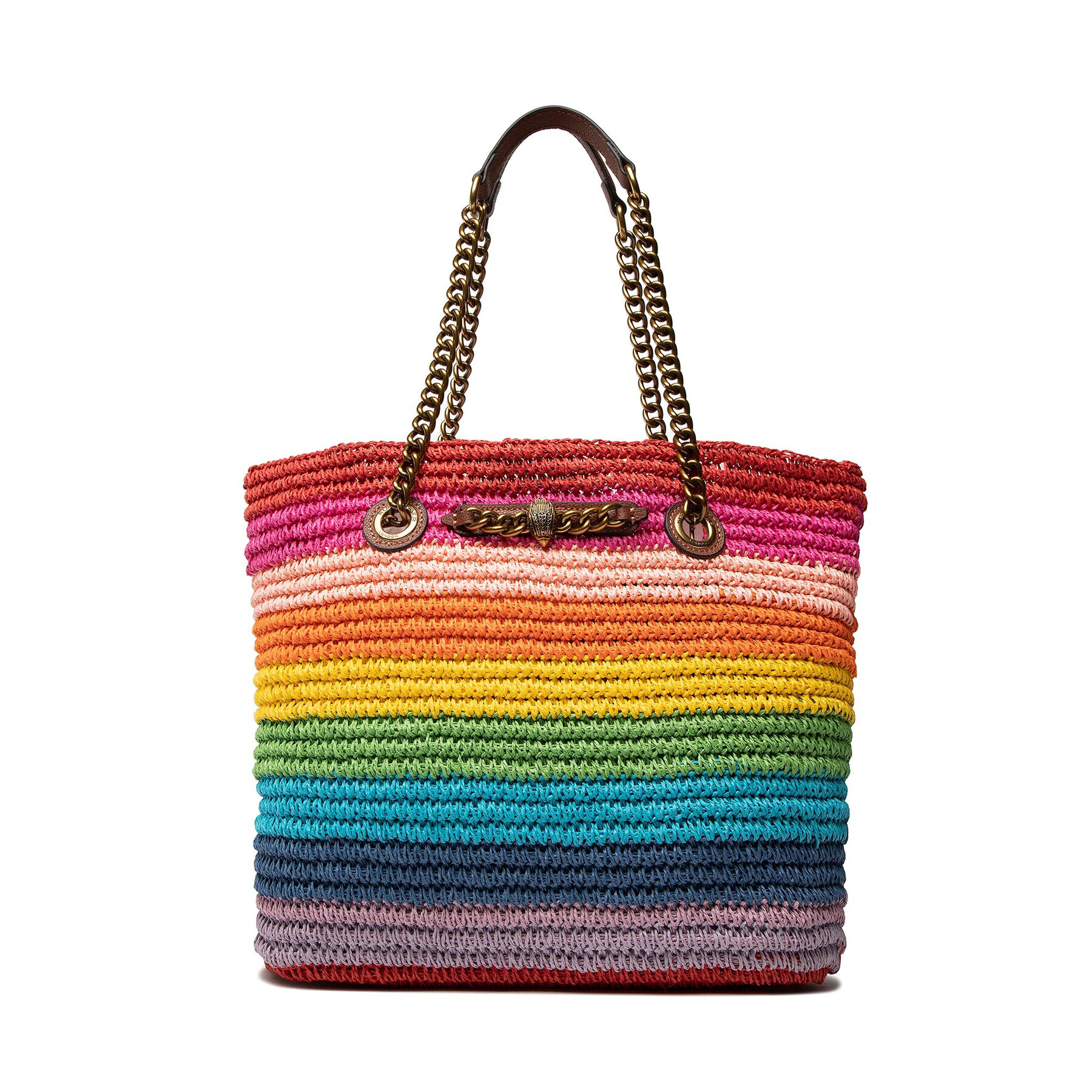 Kurt Geiger Дамска чанта Chelsea Raffia Tote 8888669999 Цветен - Pepit.bg