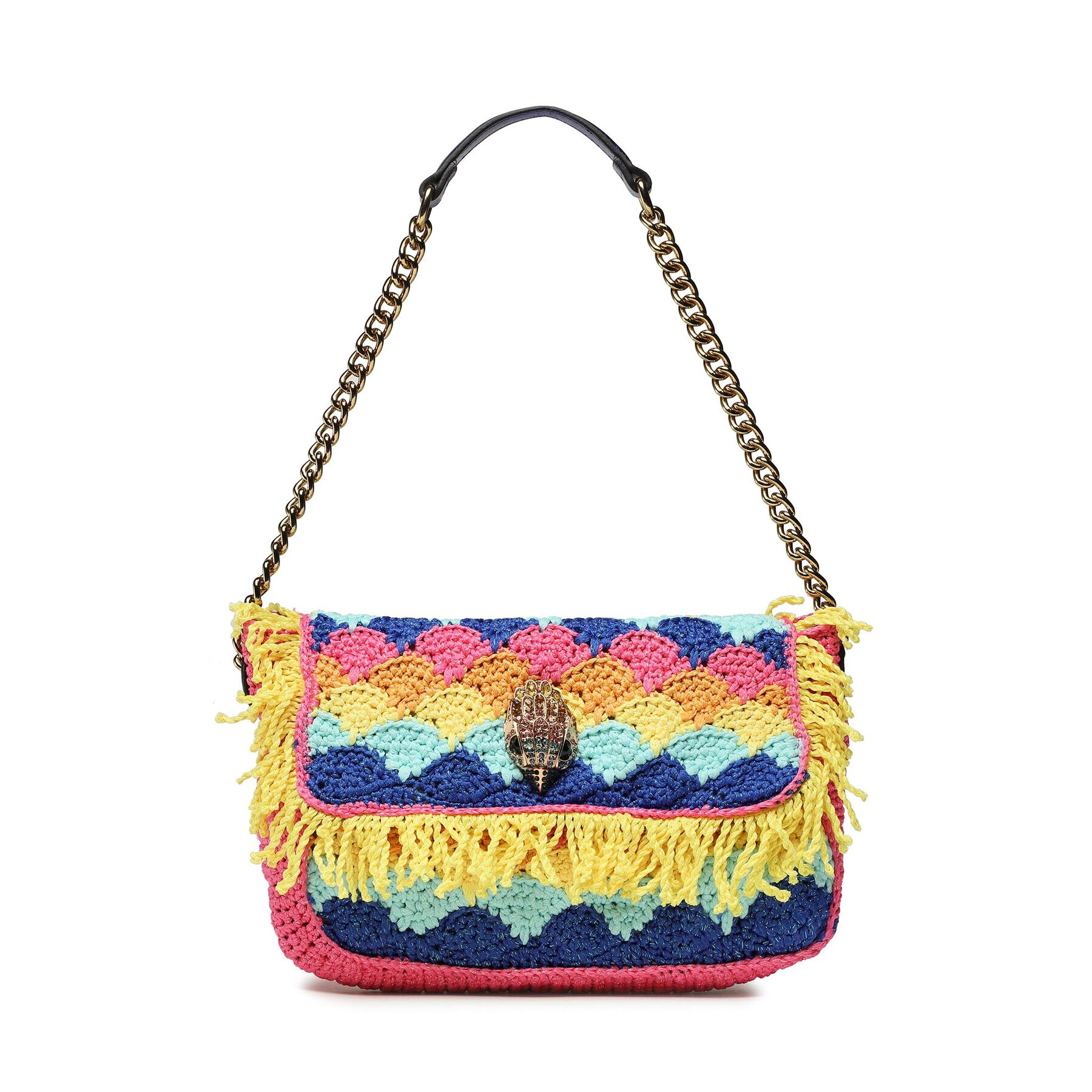 Kurt Geiger Дамска чанта Crochet Fringe Kensngton 9793369999 Розов - Pepit.bg