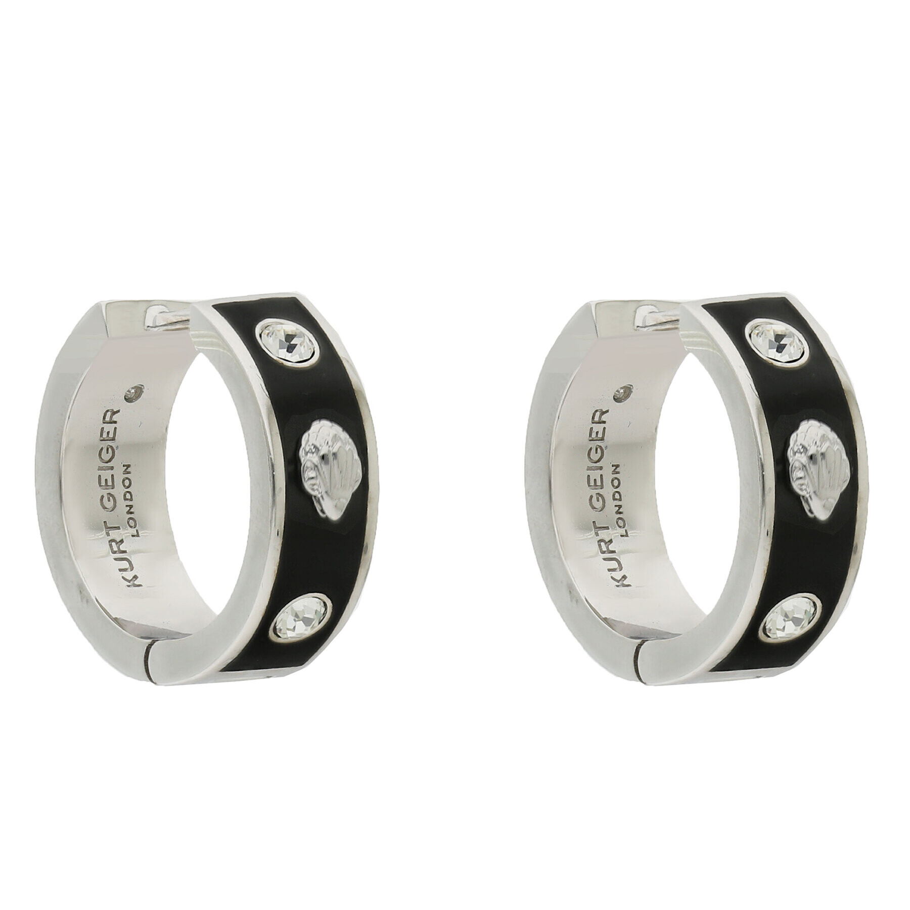 Kurt Geiger Обици Enamel Eagle Hoops 8838205429 Черен - Pepit.bg
