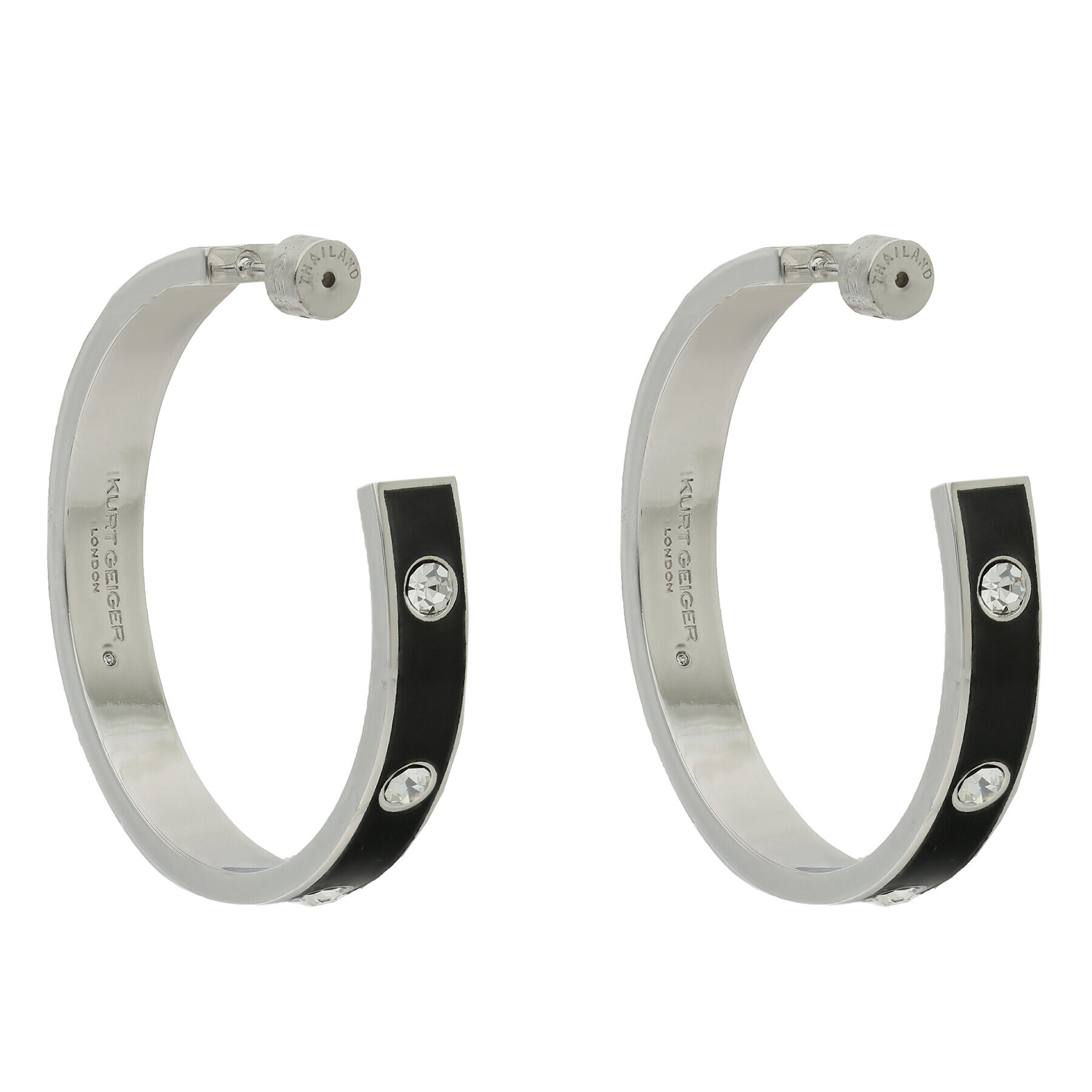 Kurt Geiger Обици Enamel Eagle Lg Hoops 9400805429 Черен - Pepit.bg