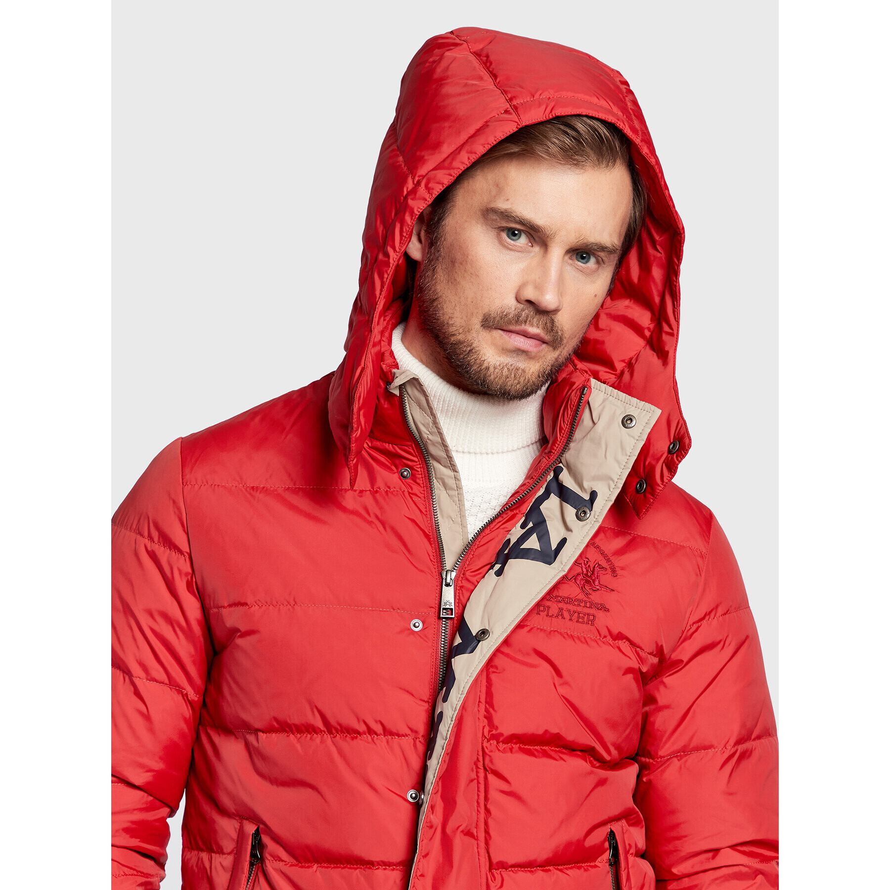 La Martina Пухено яке UMO602 PA003 Червен Regular Fit - Pepit.bg